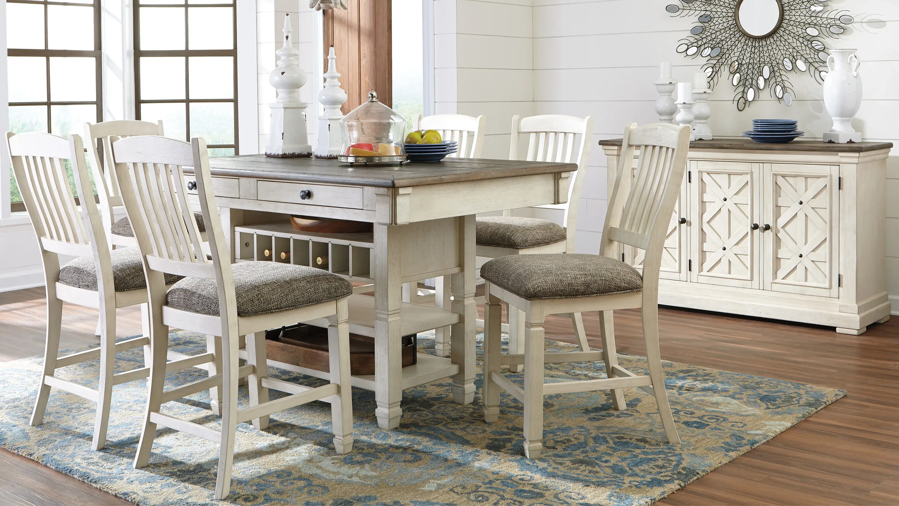 Aspen Counter-Height Dining Table w/ Wine Storage | Raymour & Flanigan