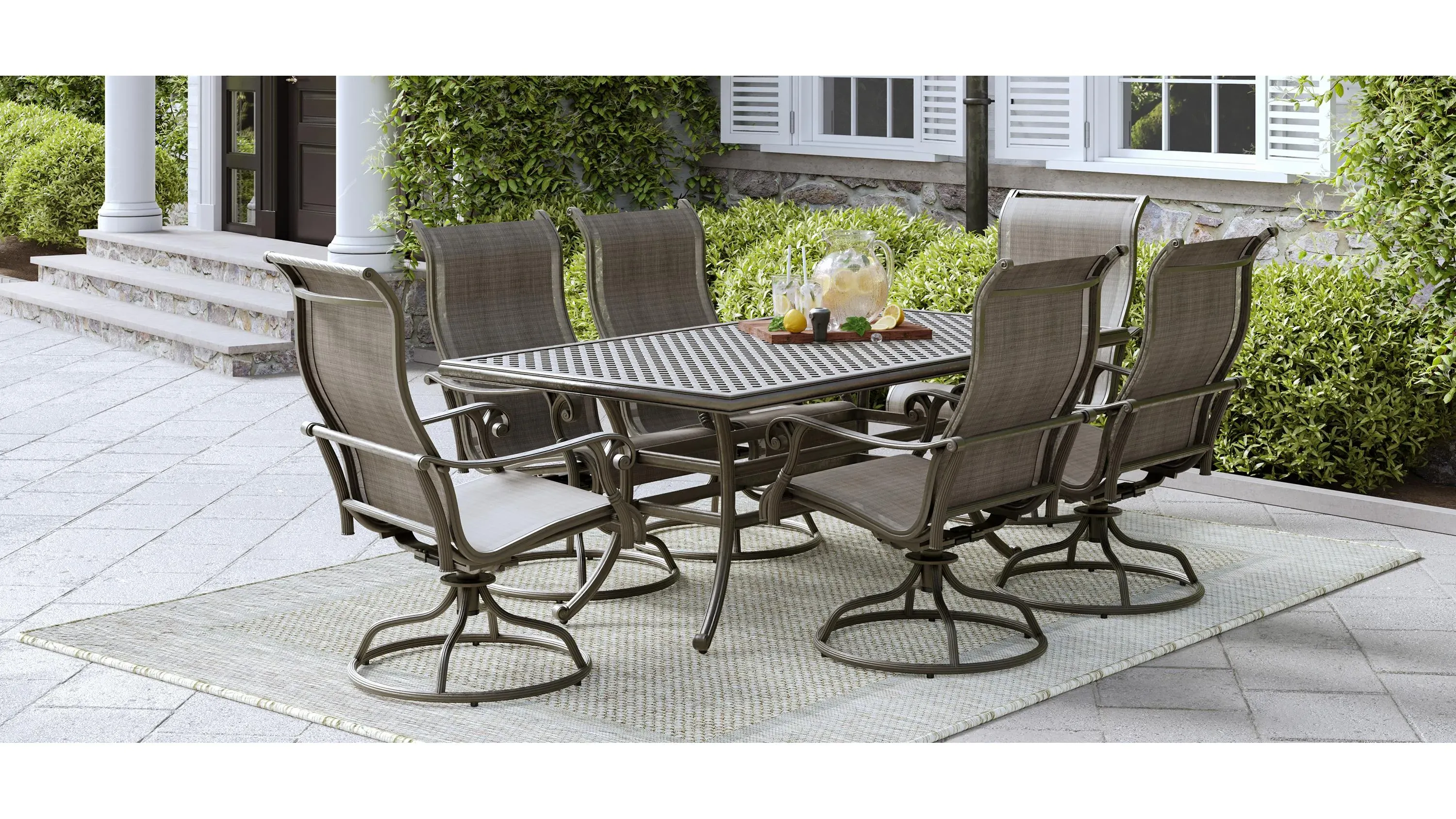 Indigo Bay Outdoor Dining Swivel Sling Chair