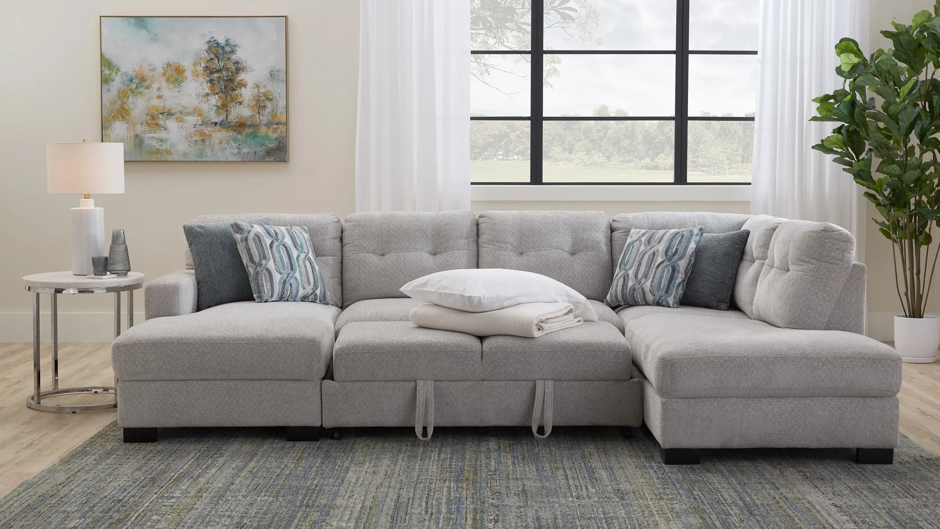 Pierce 3-pc. Sectional w/ Pop Up Sleeper