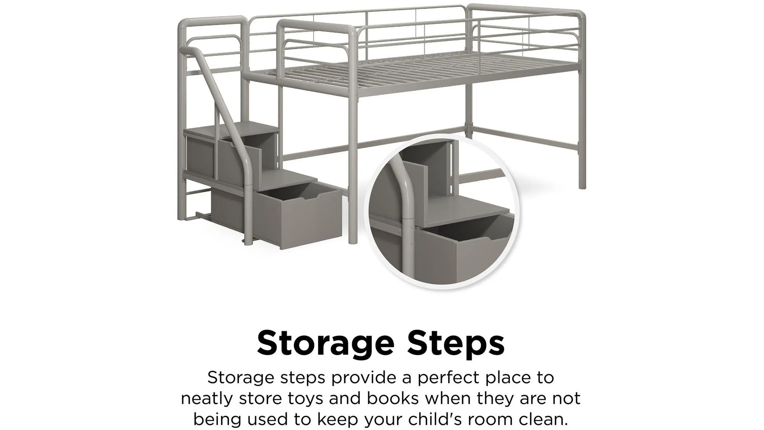 Dhp junior twin metal loft bed with storage steps cheap