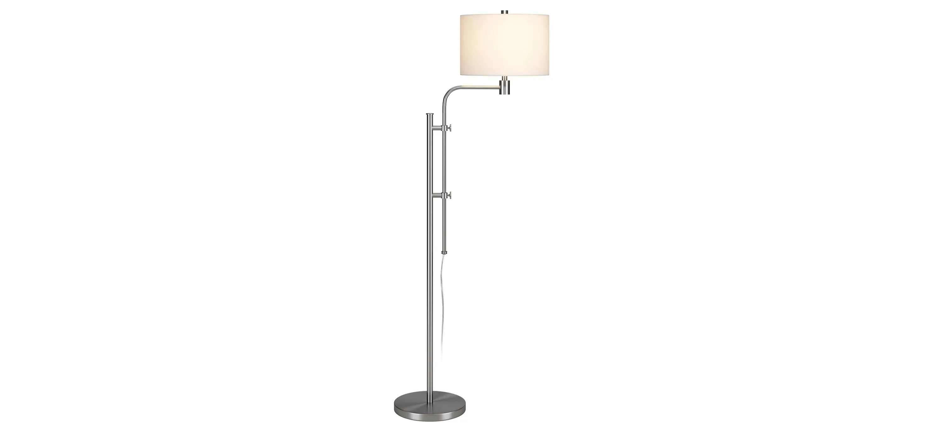 Polly Height Adjustable Floor Lamp with Fabric Shade Brushed Nickel