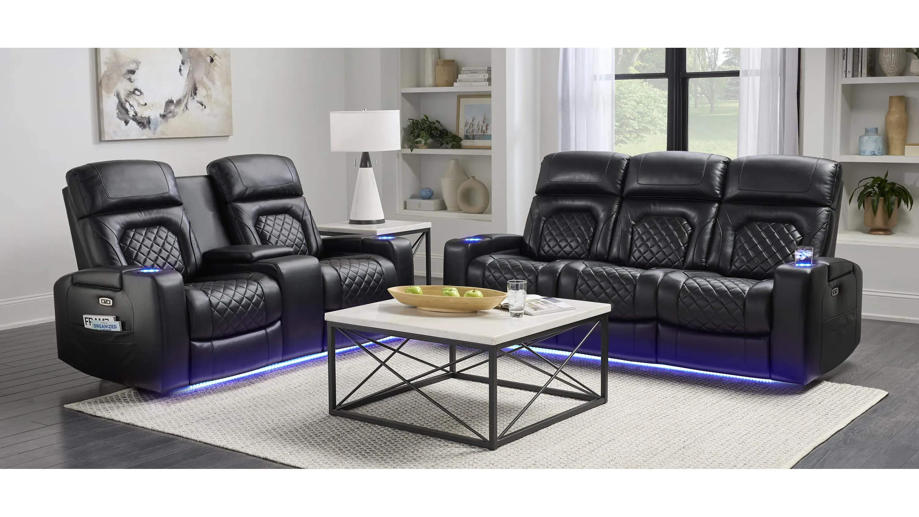 Jordyn Power Console Loveseat w/ Lights | Raymour & Flanigan
