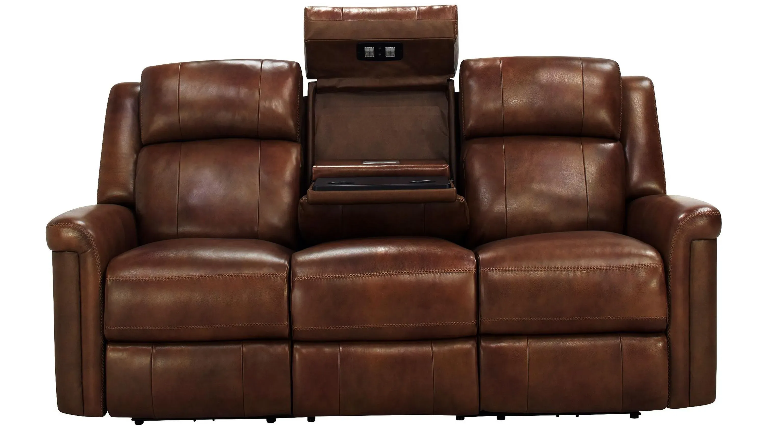 Richfield Leather Power Sofa with Power Headrest, Lumbar, and Drop Down Table