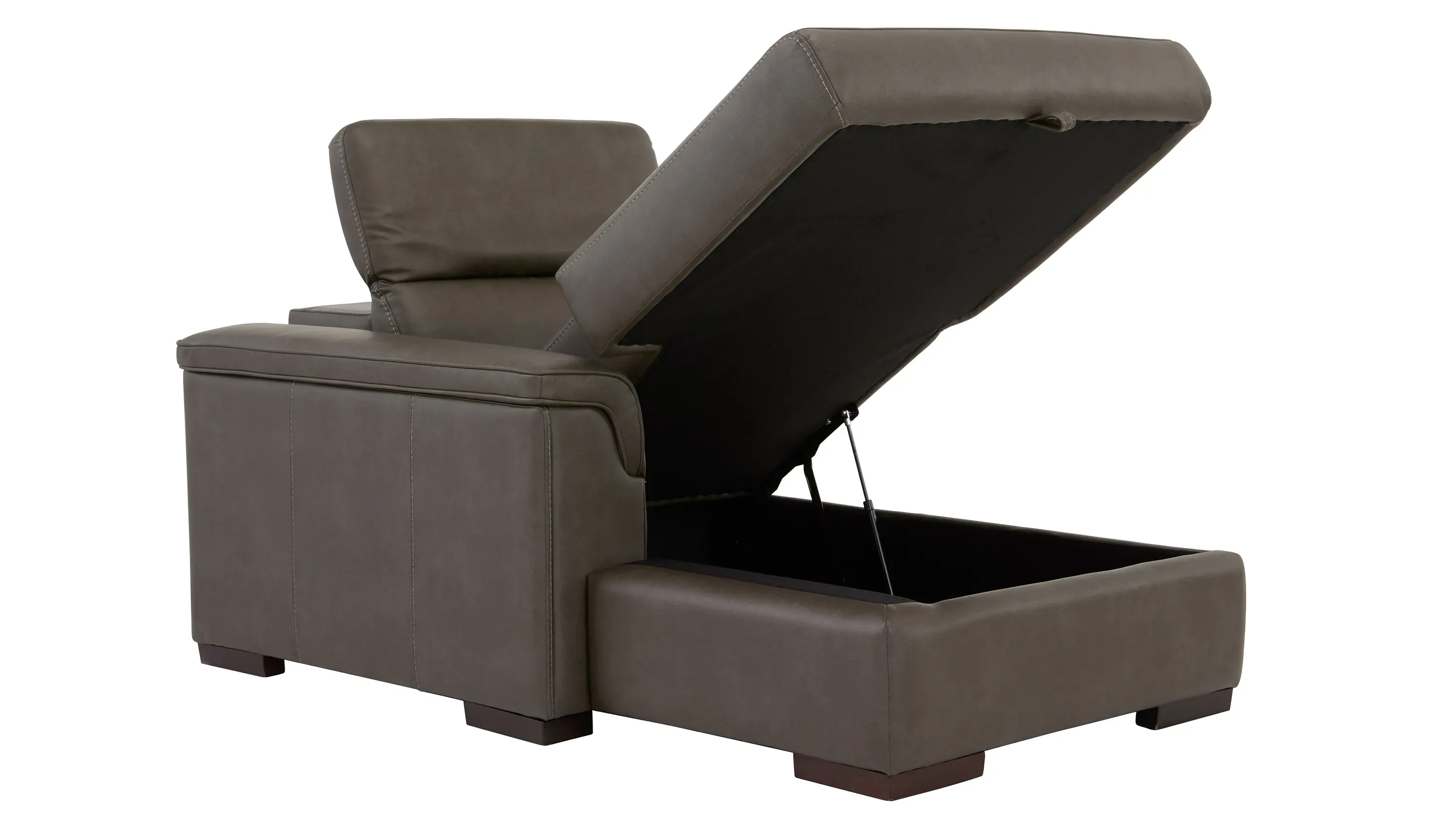 pairscassina 革オットマン Orion Left Arm Facing Storage Chaise w/ Speaker Headrest | Raymour