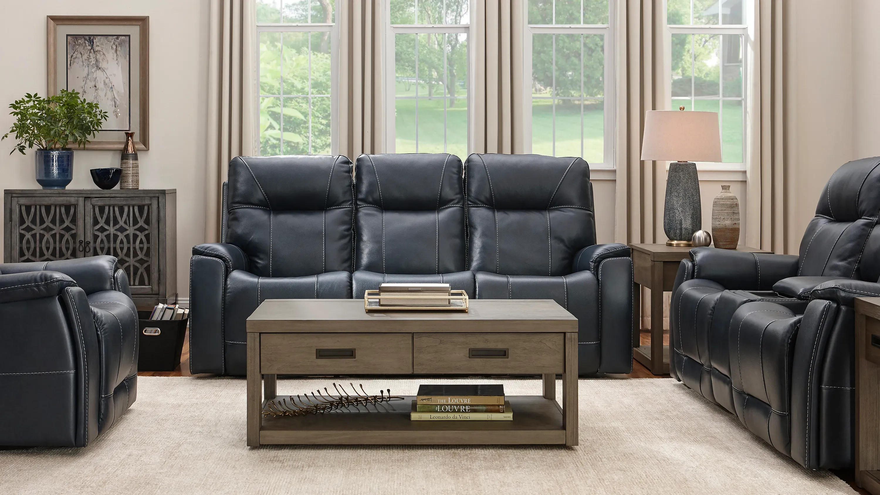 Barnett 2-pc. Leather Power Sofa and Console Loveseat Set