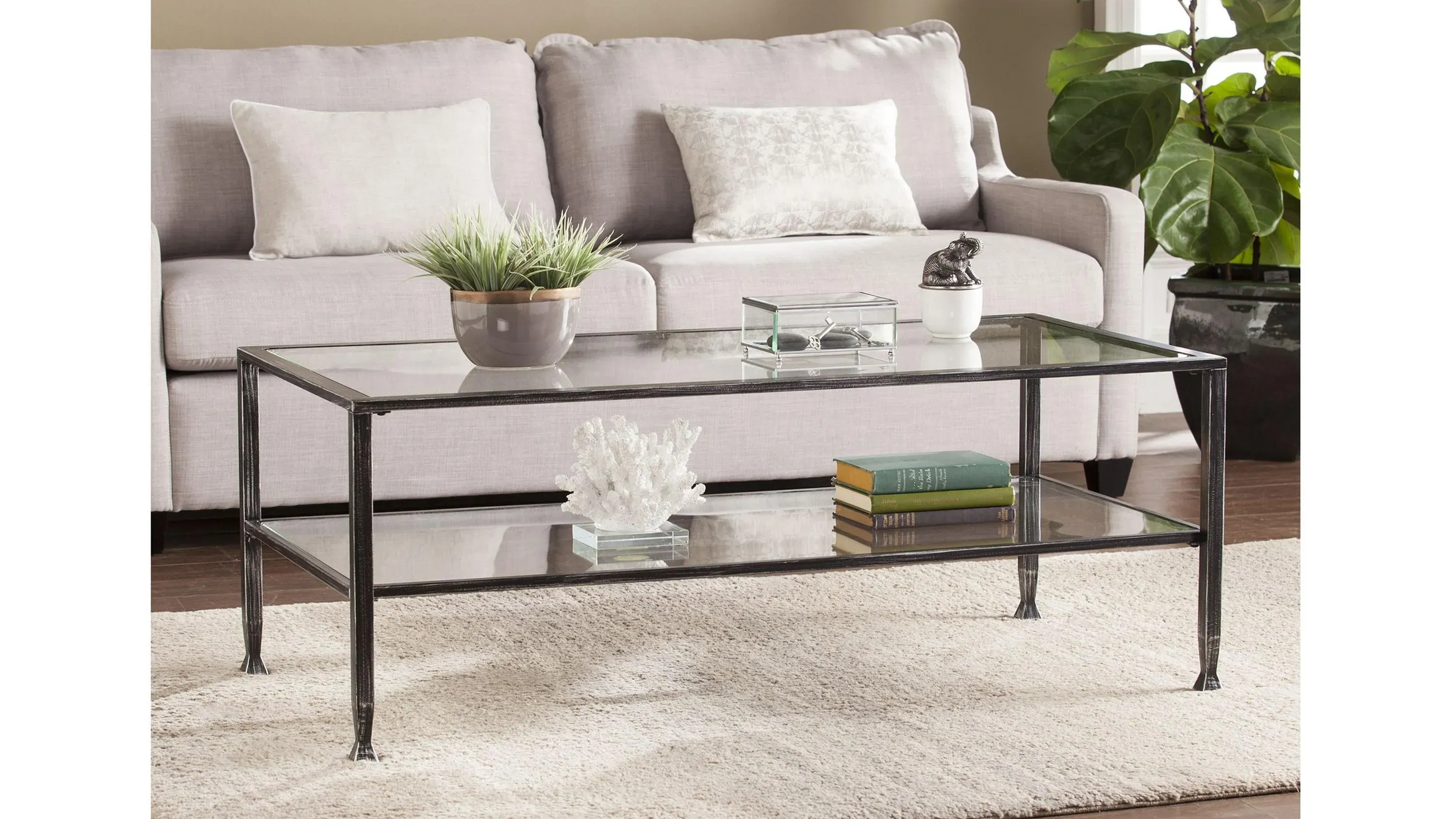Bexley Metal/Glass Rectangular Cocktail Table