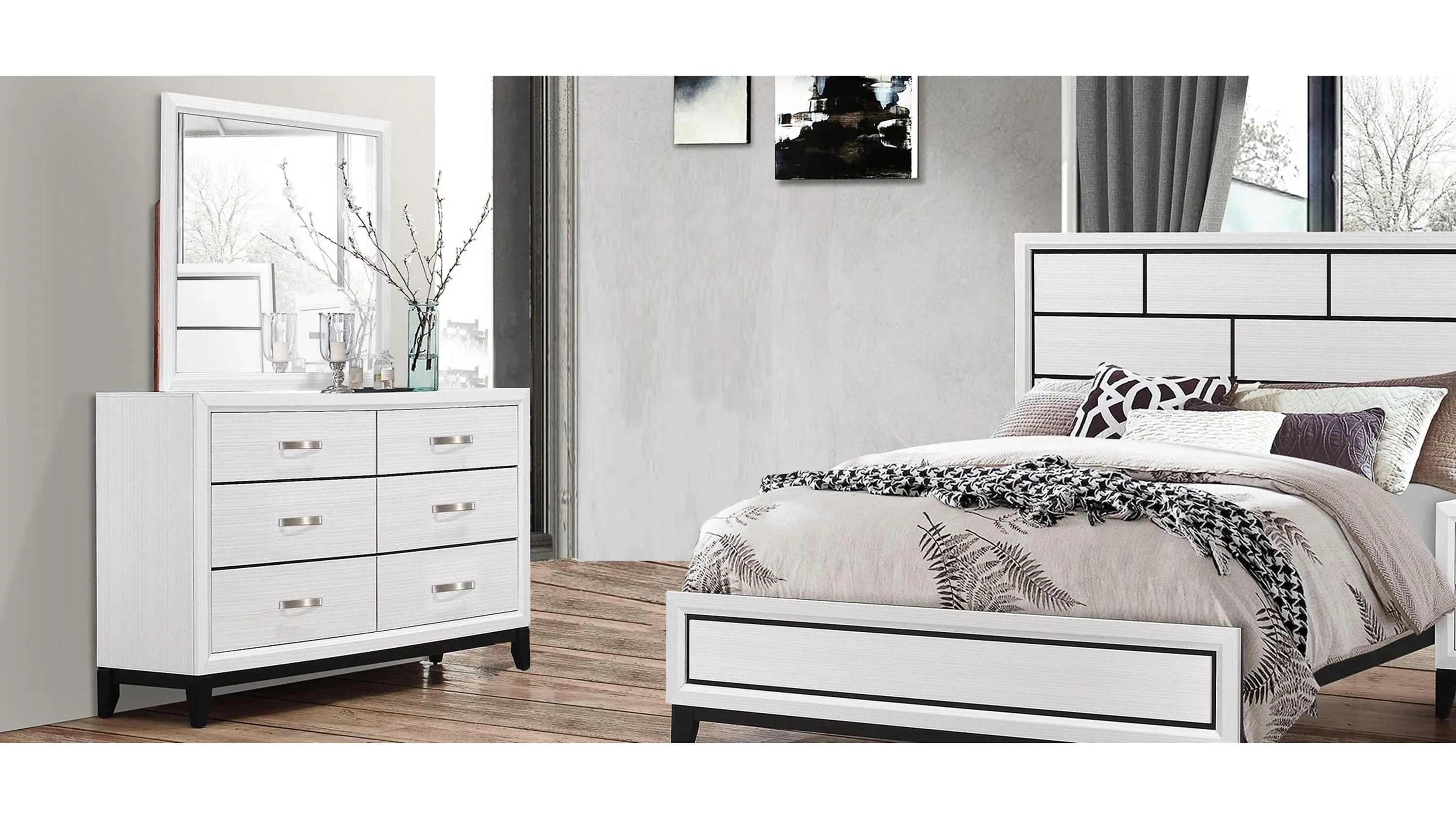 white dresser drawers with mirror Eleanor Rectangular 6-drawer Dresser White main image 1
