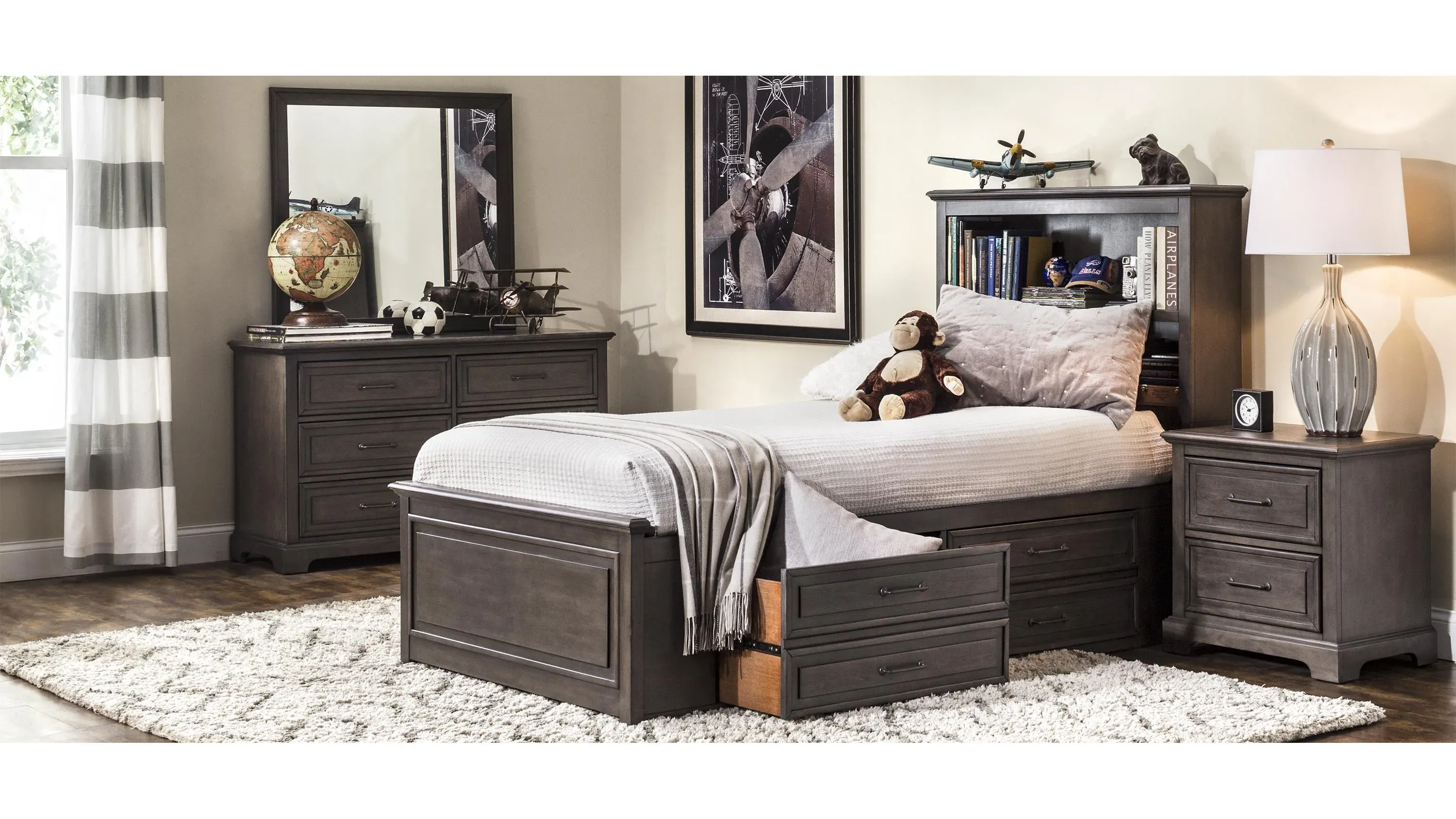 dark grey bedroom dresser Modern 4-Drawer Chest of Drawers - Dark Grey main image 1