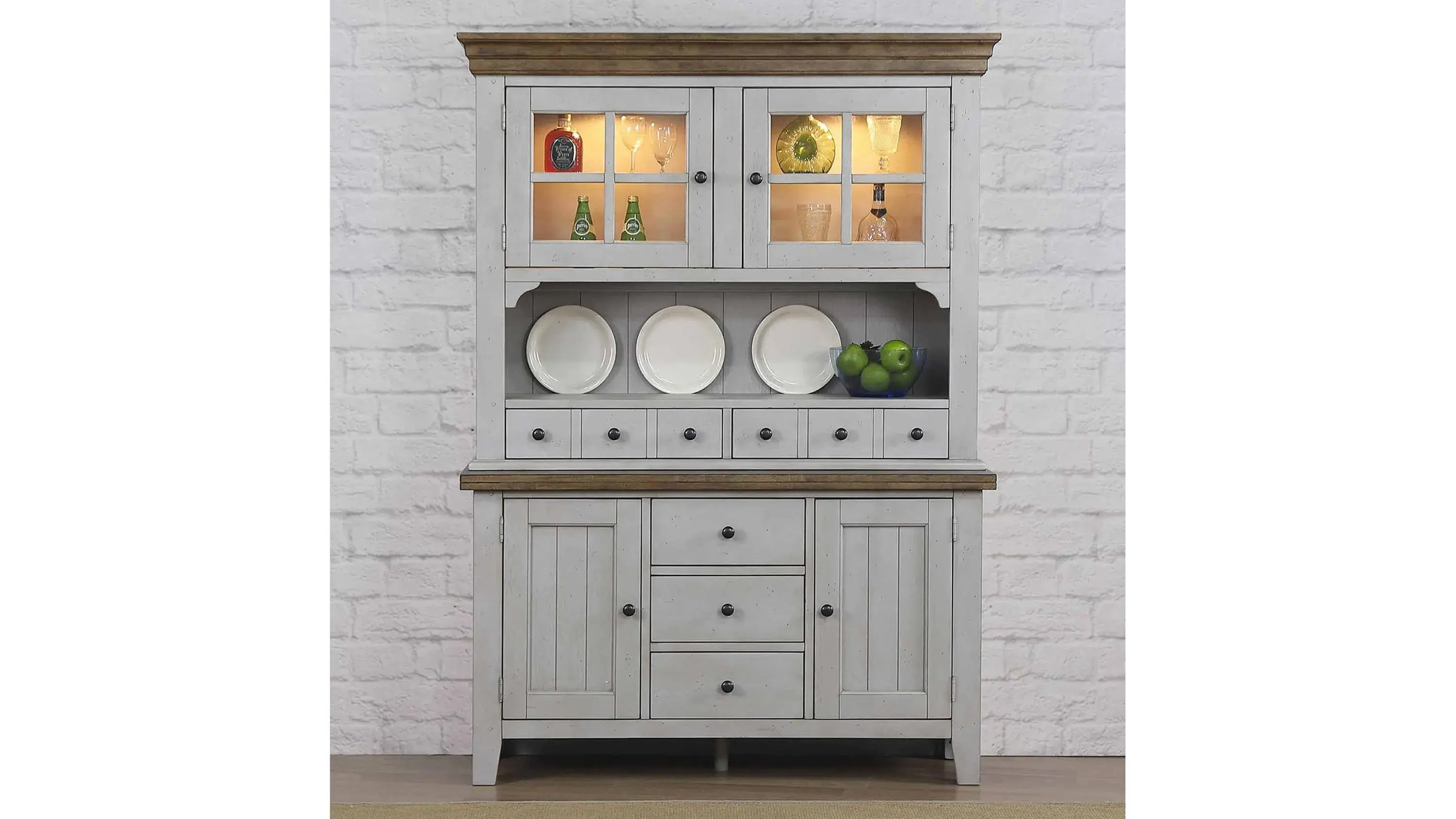 Country Grove Buffet with Lighted Hutch | Raymour & Flanigan