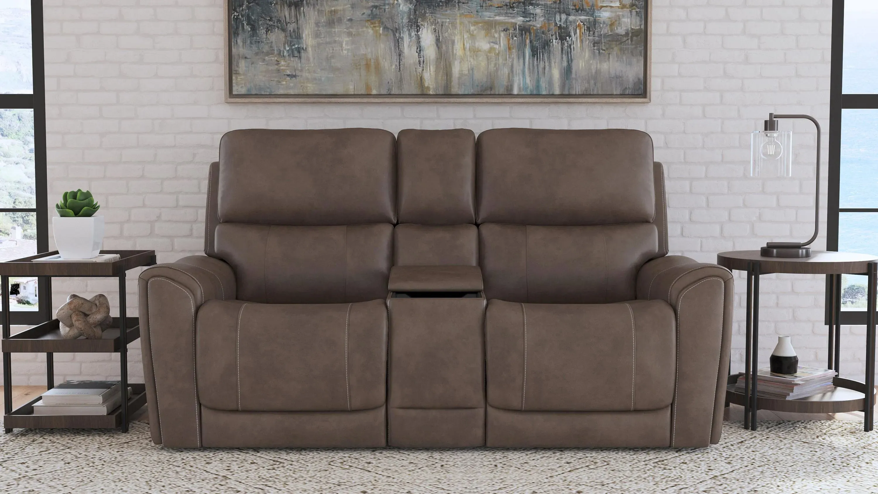 Calvin Triple Power Console Loveseat | Raymour & Flanigan
