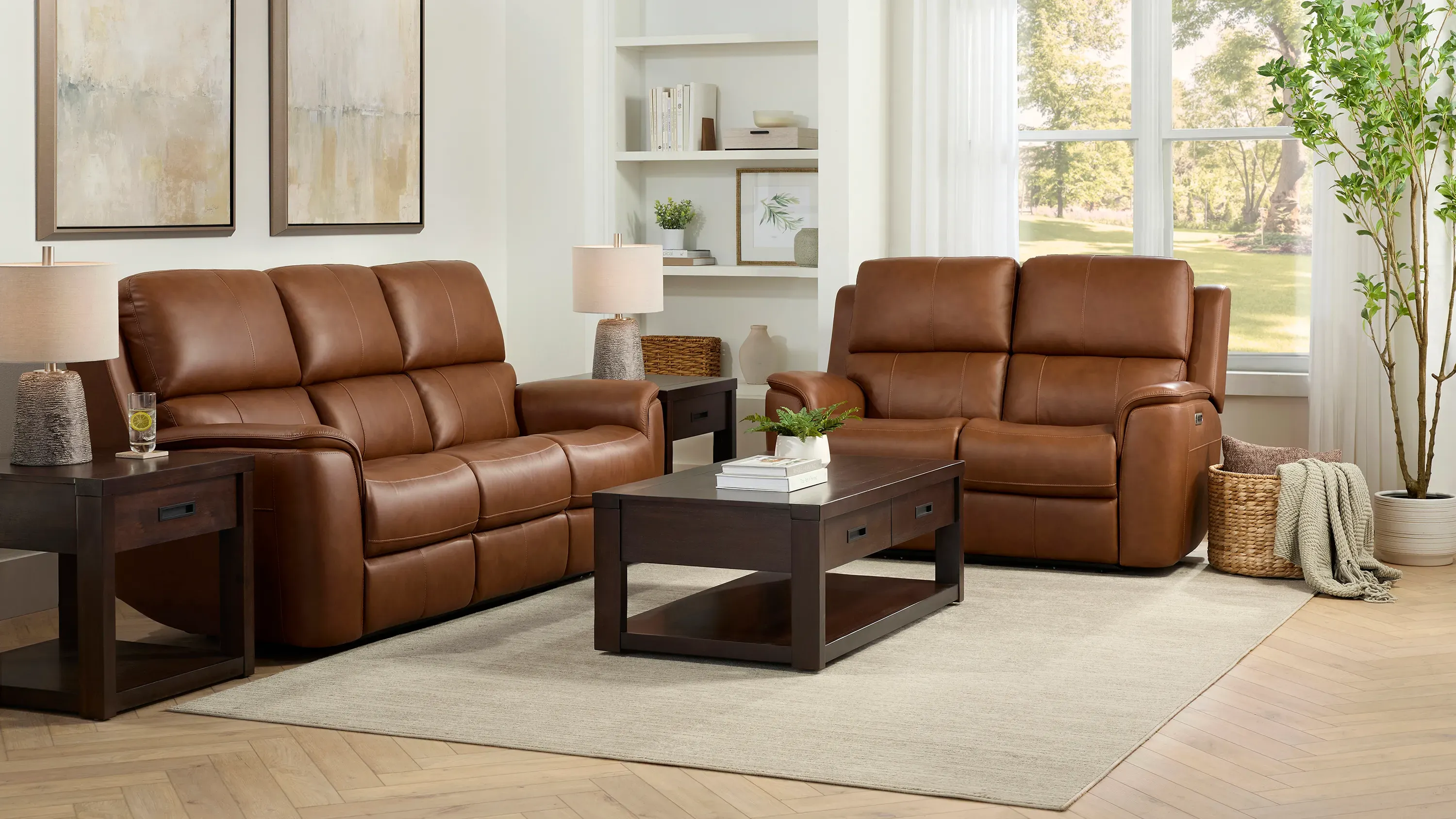 Henrick Triple Power Leather Loveseat | Raymour & Flanigan