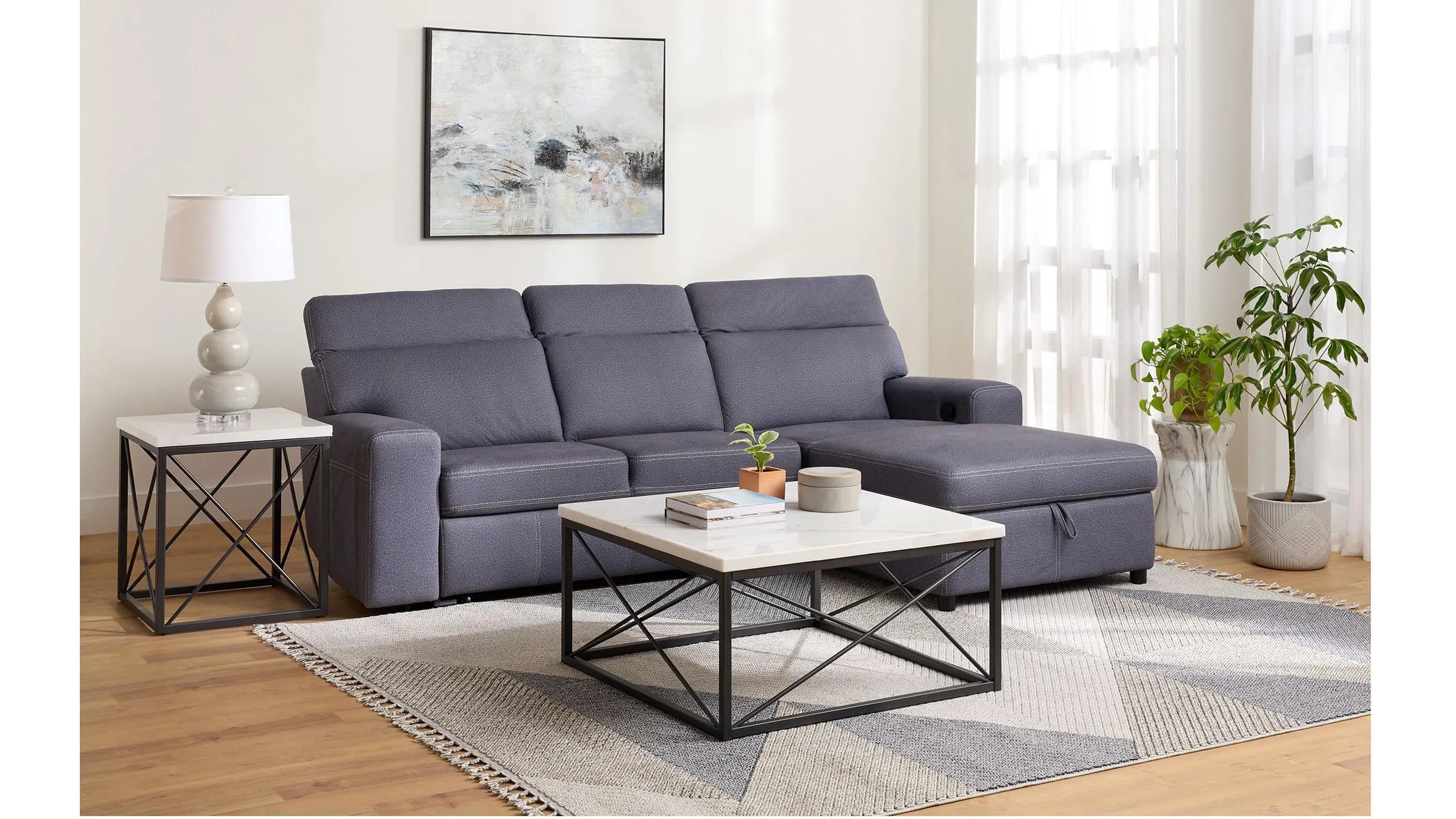 Aspen 2-pc. Right Arm Facing Sofa Chaise w/ Pop-Up Sleeper and Ratchet Headrest