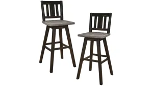 Trouvaille Bar Height Swivel Chair With Slat Back - Set of 2 Distressed Gray and Black Product_Image_Carousel