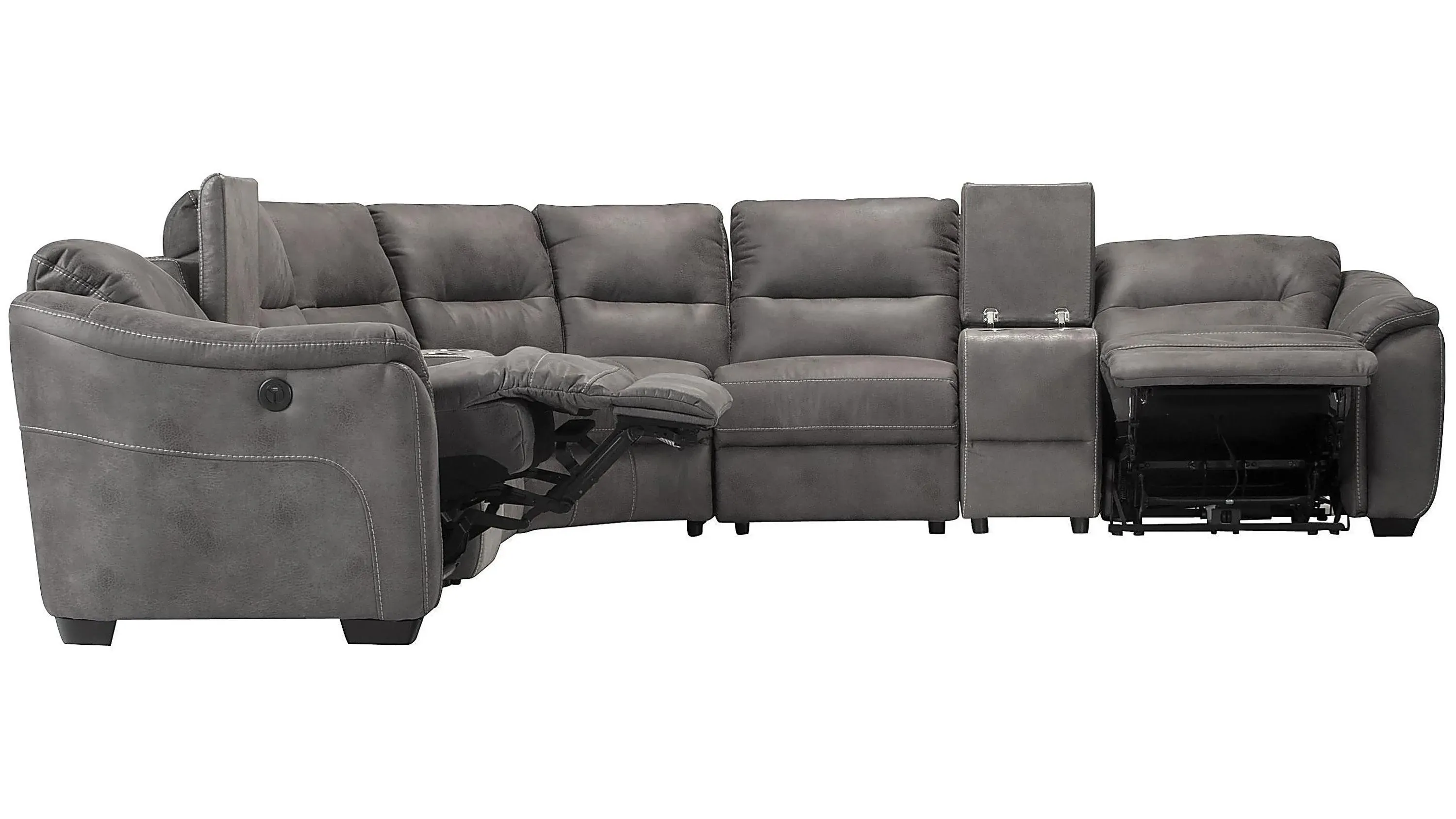 Rockland Microfiber 7-pc. Power Sectional