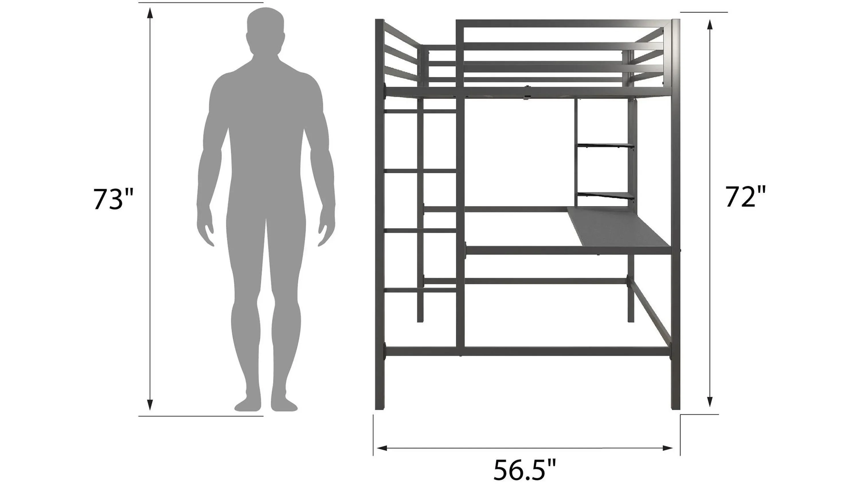 Novogratz Maxwell Loft Bed with Desk & Shelves | Raymour & Flanigan