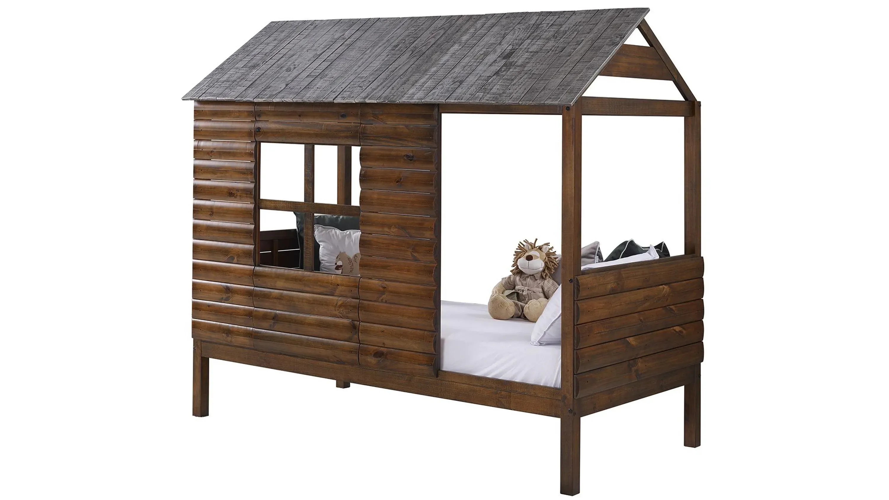 Log Cabin Low Loft Bed with Twin Trundle