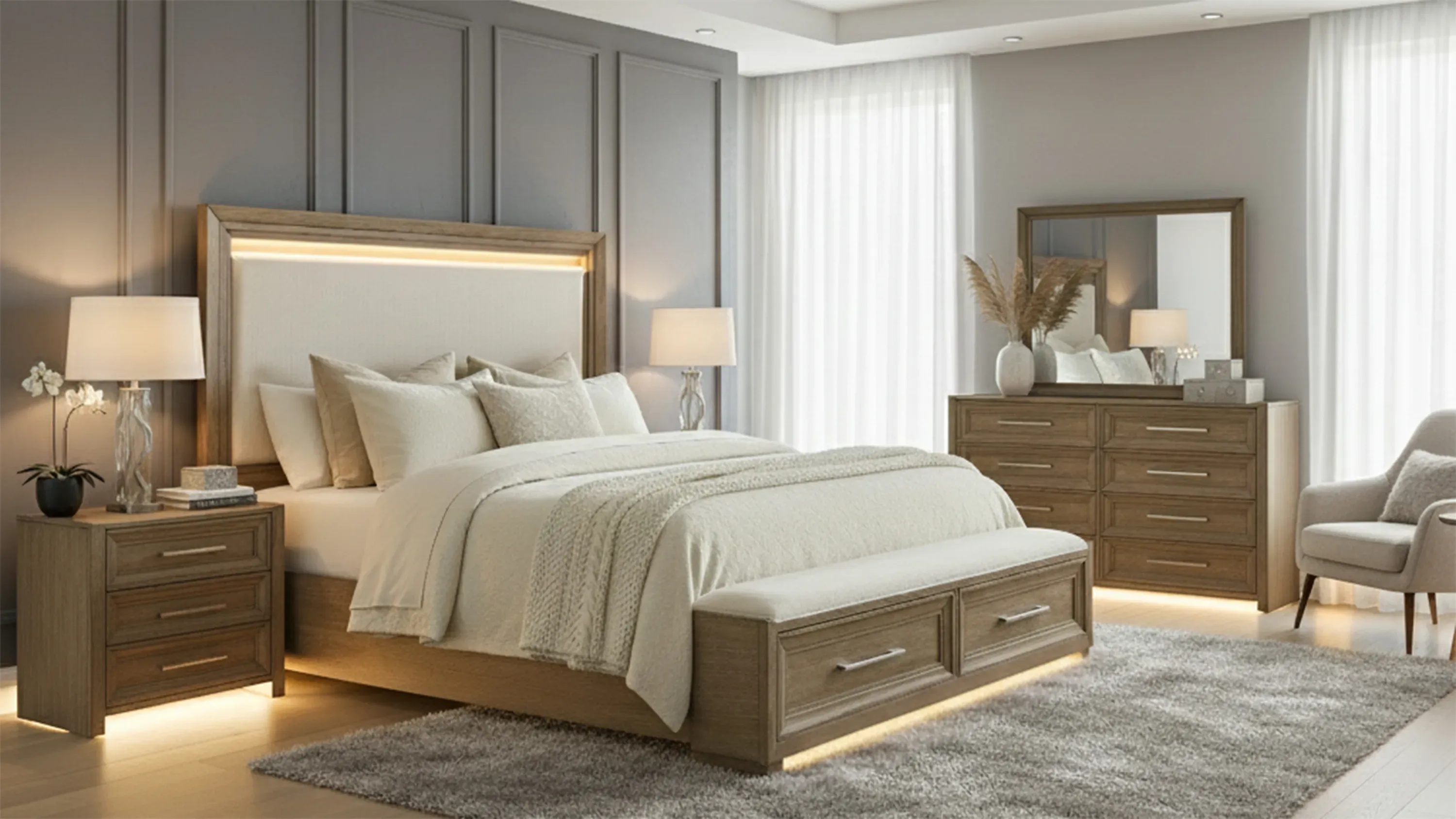 Florence 4-pc. Storage Bedroom Set w/ Tech Nightstand | Raymour