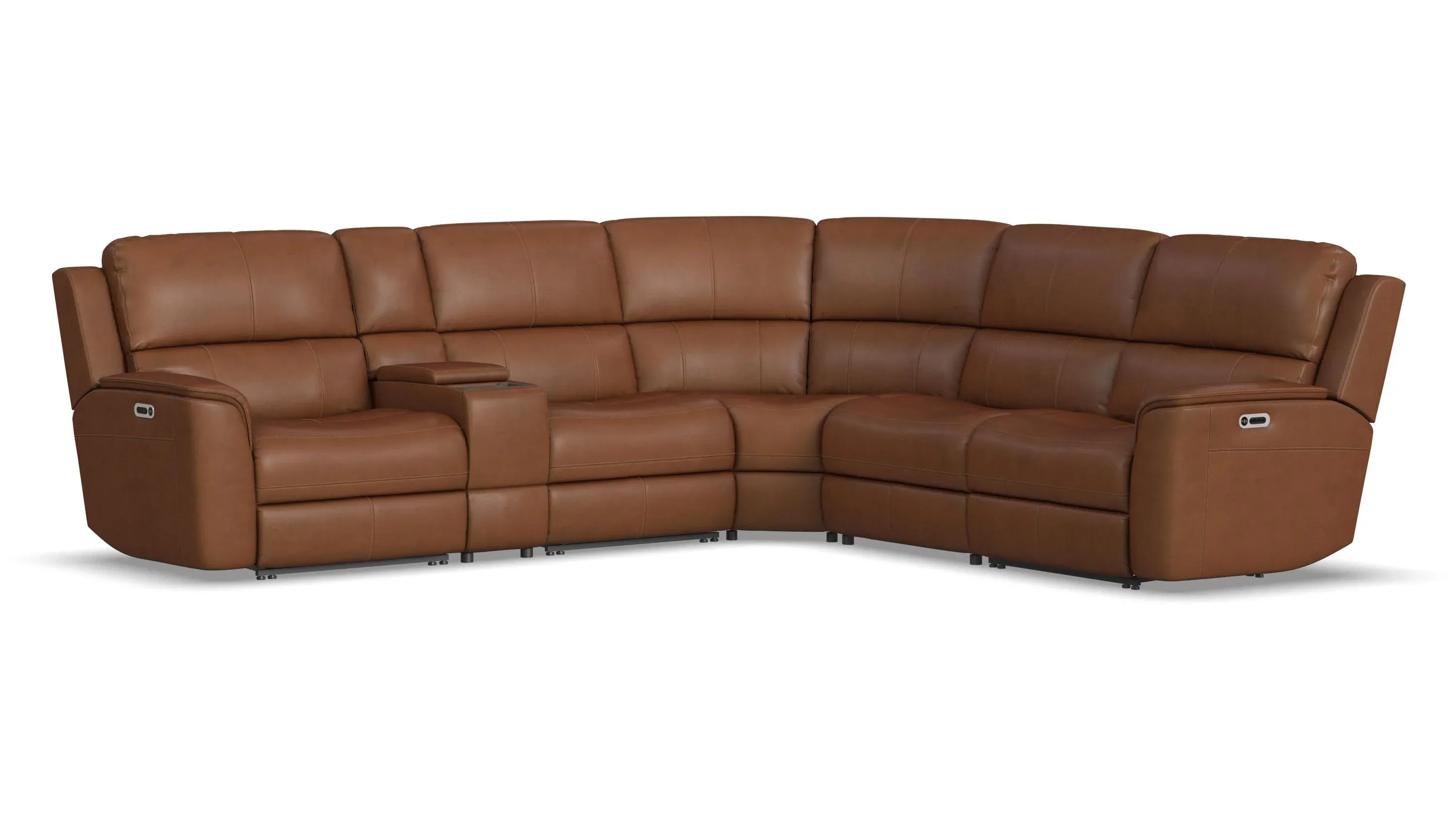 Henrick 6-pc. Triple Power Leather Sectional | Raymour & Flanigan