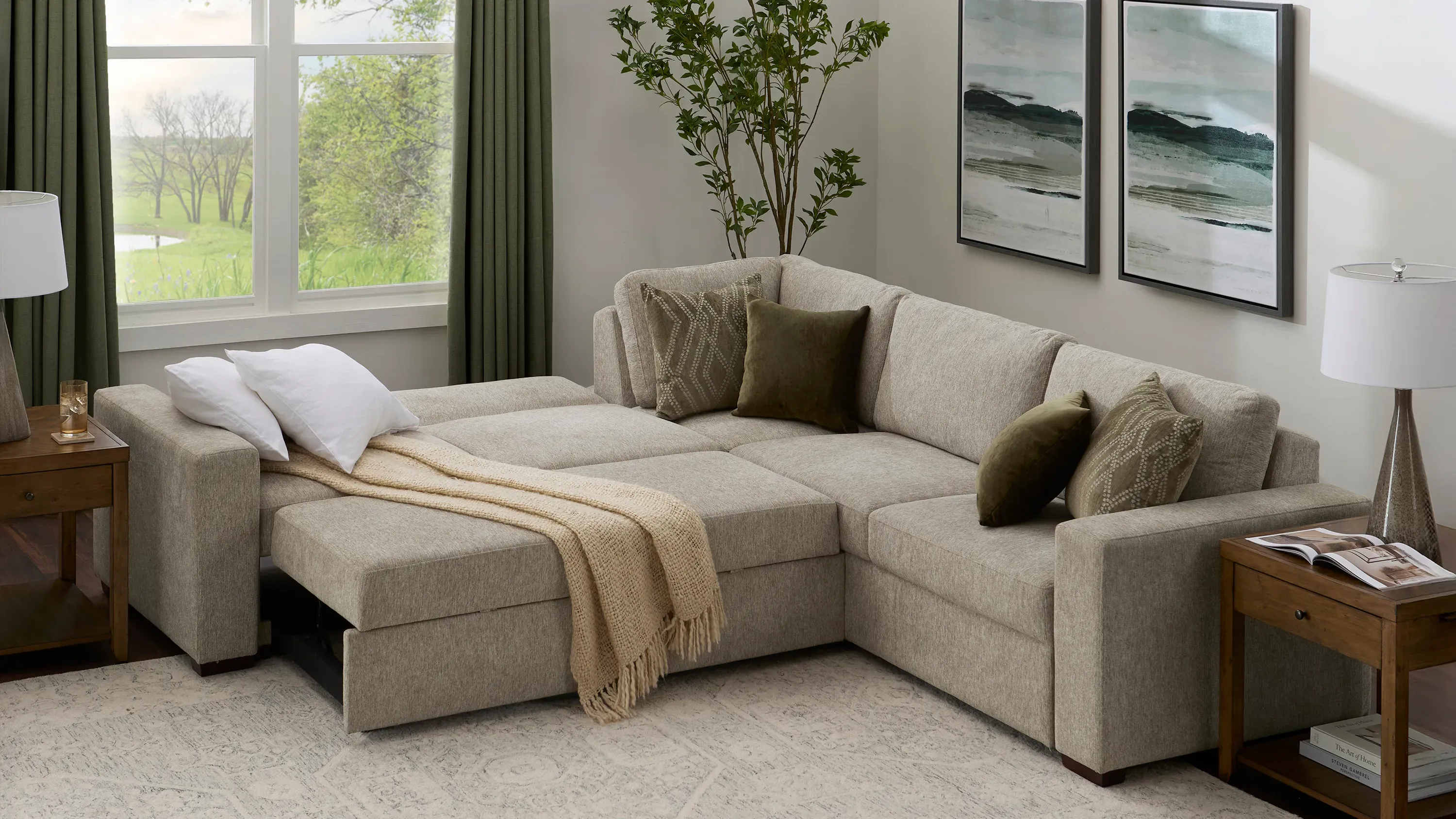 Juniper 4-pc. Reversible Pop-Up Sleeper Sectional | Raymour & Flanigan