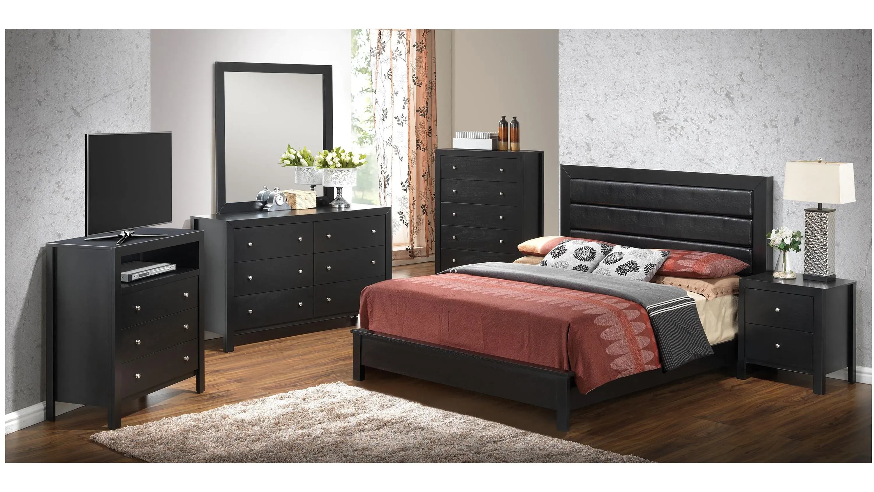 black formal dresses Sikaic 7 Drawer Tall Dresser, Vertical Storage Chest of Drawers for Bedroom, Modern Furniture, Black