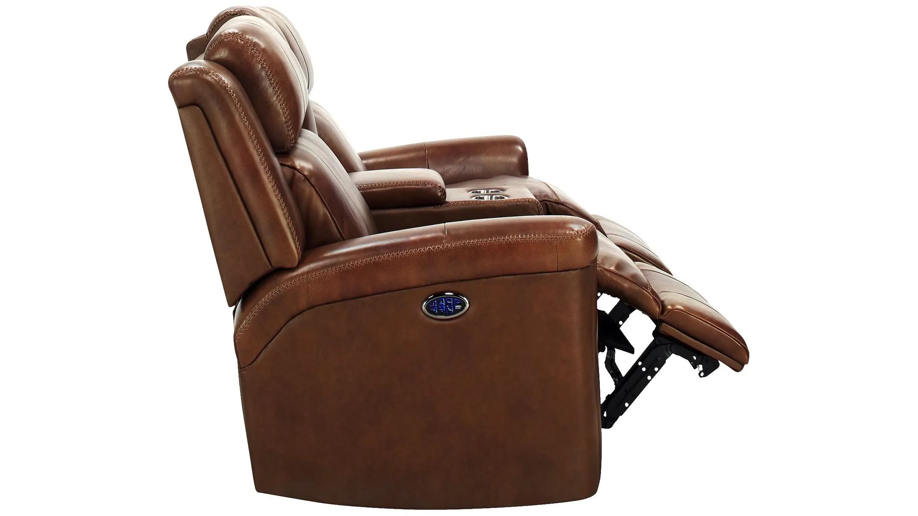 Richfield Leather Power Console Loveseat with Power Headrest and Lumbar