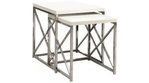 Haan Nesting Tables: Set of 2 Glossy White / Chrome Product_Image_Carousel