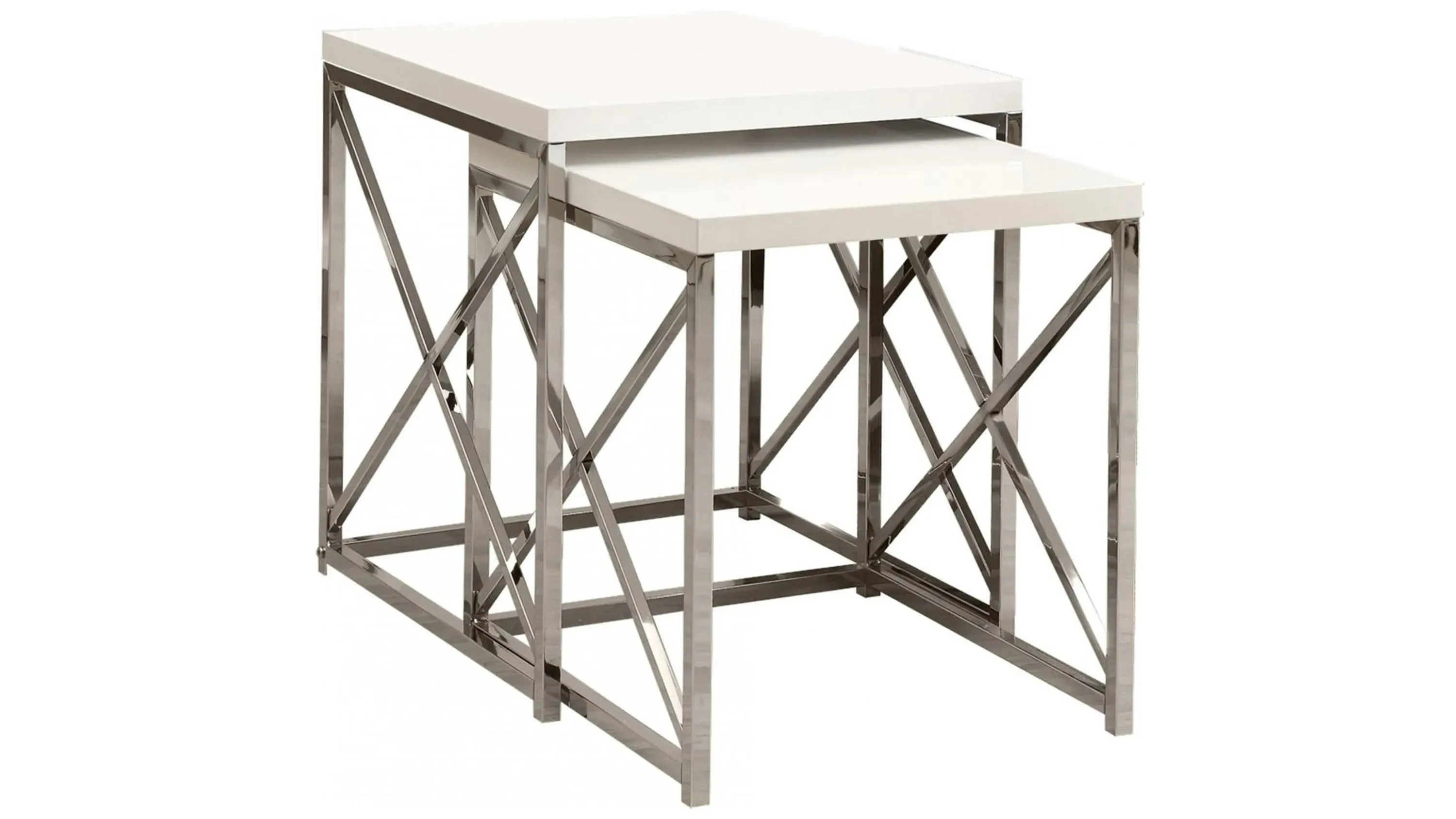 Haan Nesting Tables: Set of 2 Glossy White / Chrome Product_Image_Carousel