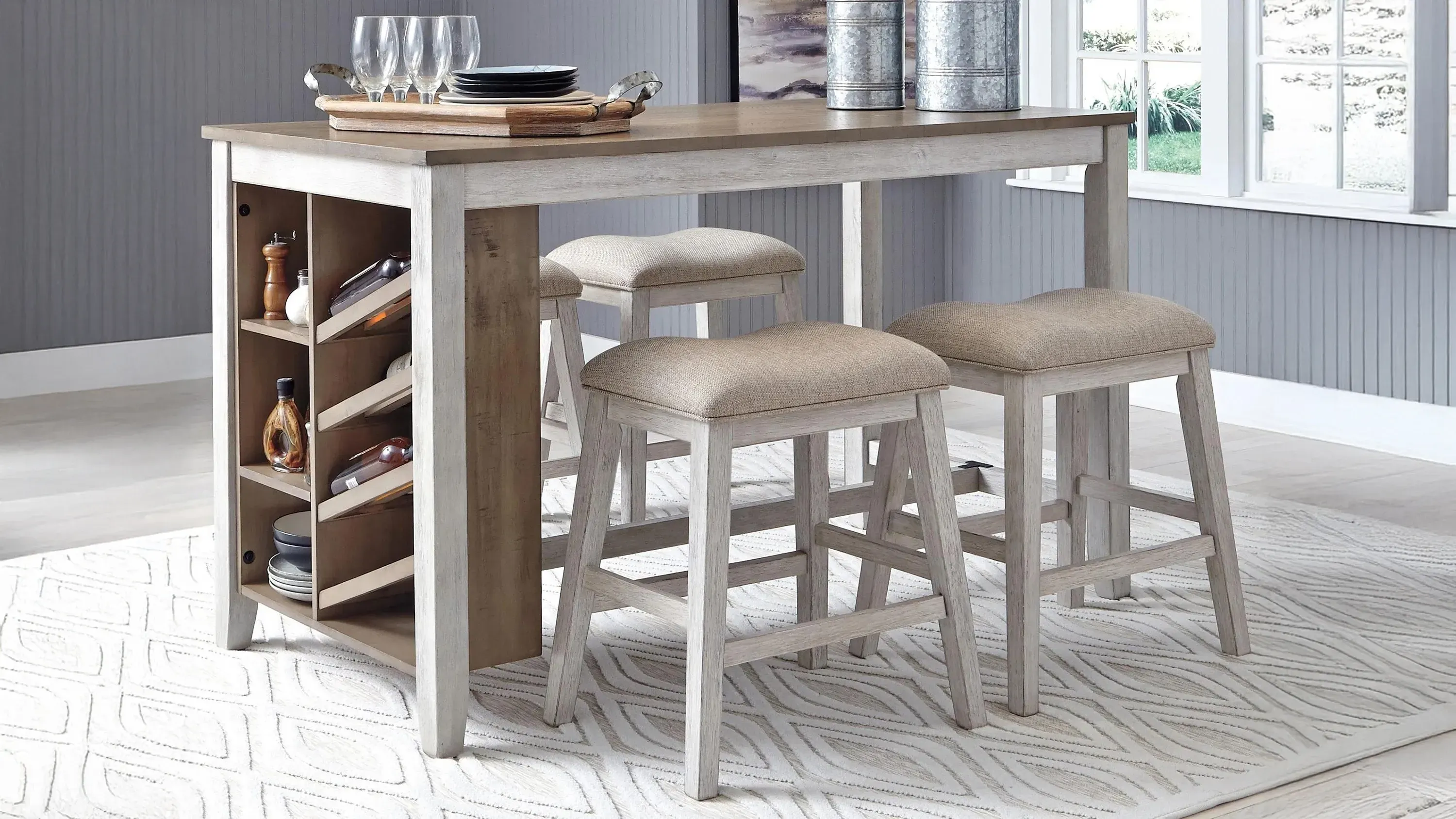 GMHH199E○fremlojle / フレムロジェ dinette ディネッ Jonette 5-pc. Dining Set w/Upholstered Stool | Raymour