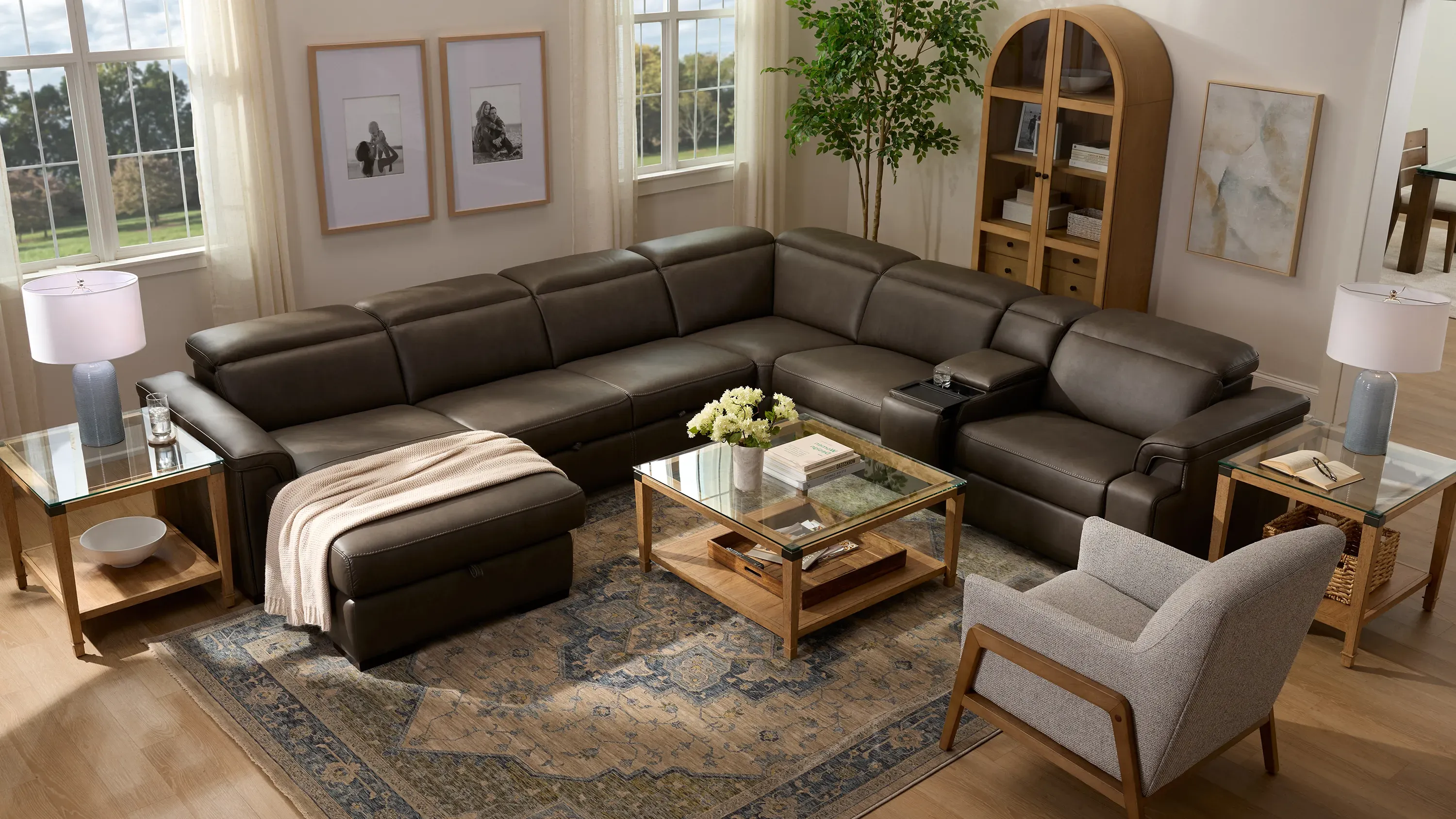 家具 Orion Orion 6-pc. Dual Power Media Sectional w/ Speaker Headrest