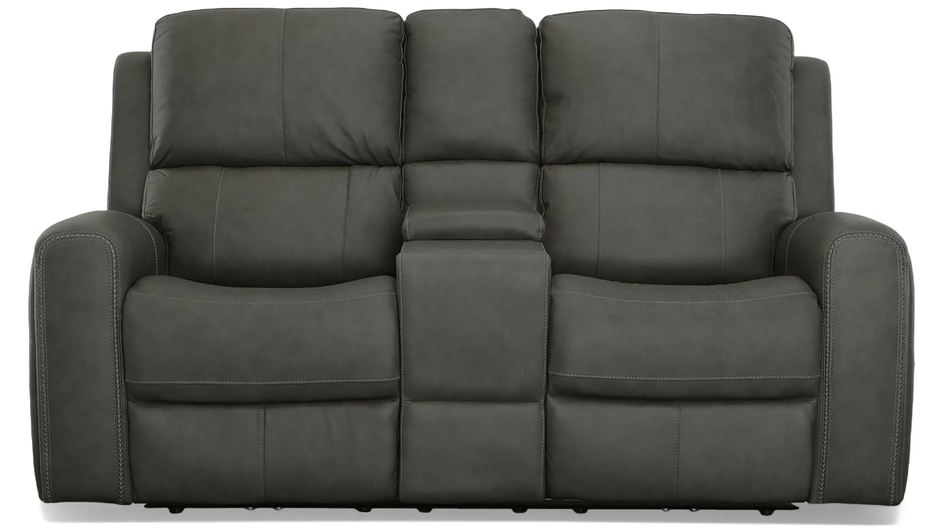Linden Leather Power Reclining Loveseat with Console with