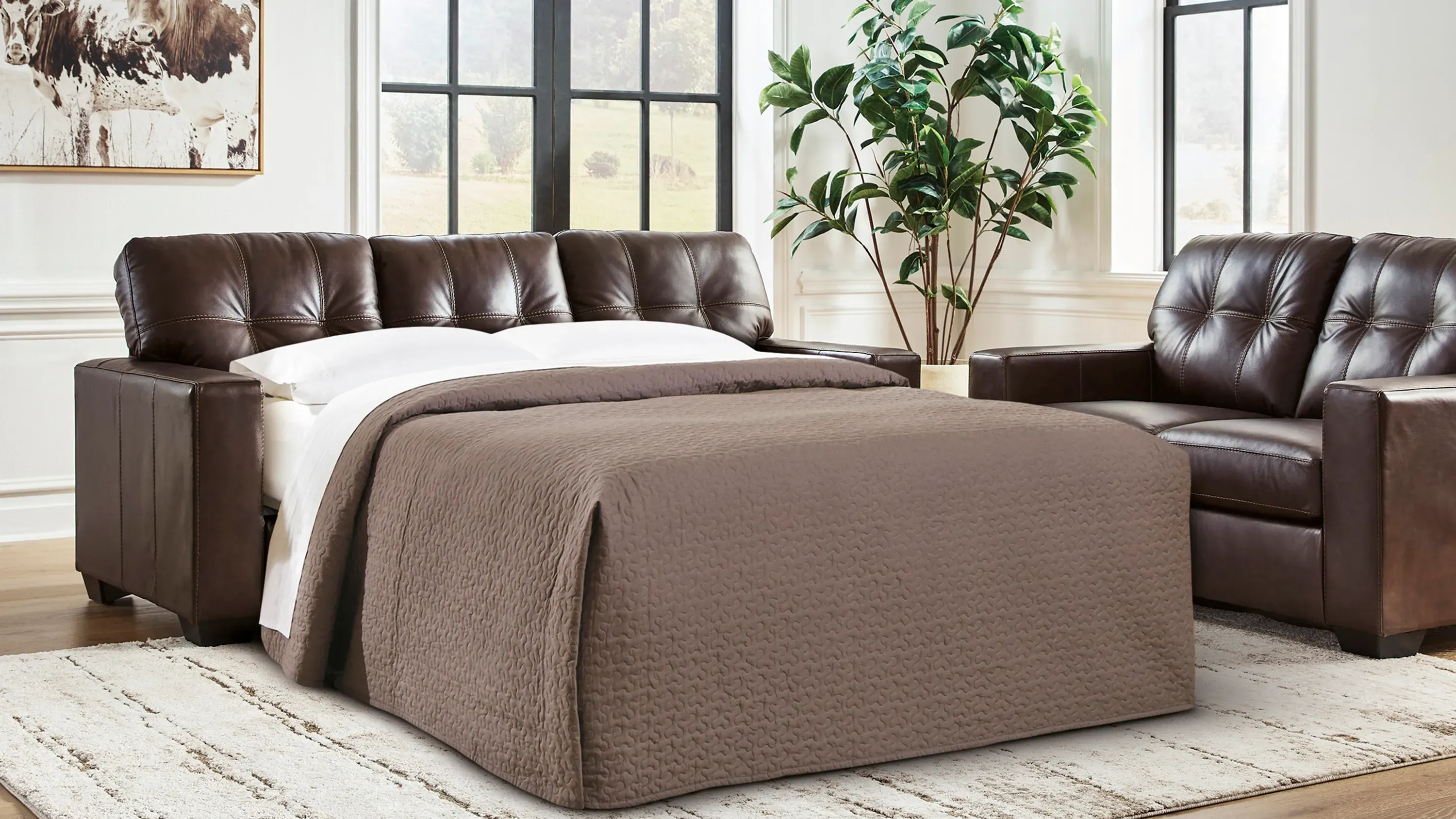 Arvell Leather Queen Sleeper | Raymour & Flanigan