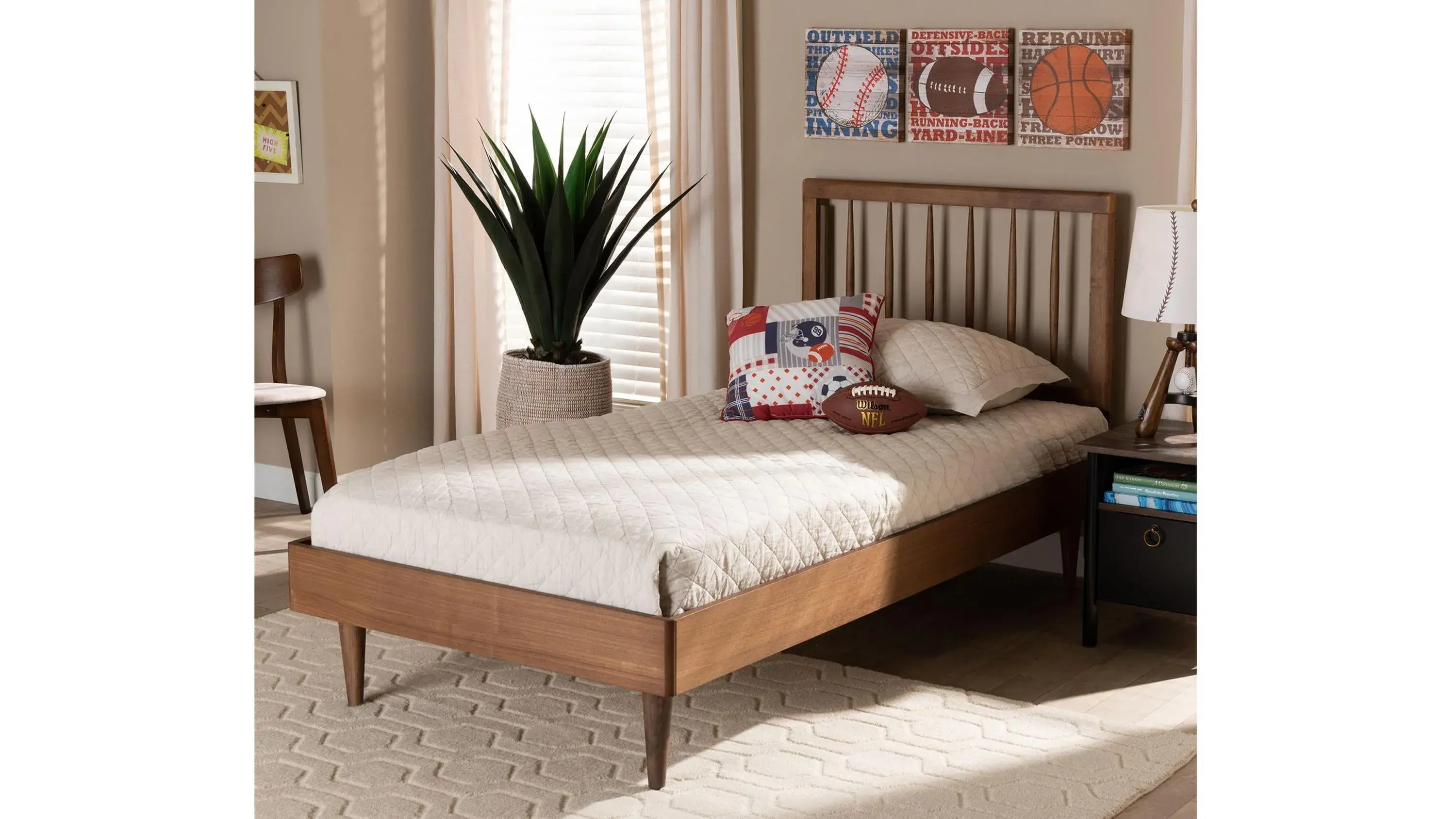 Sora Mid-Century Twin Size Platform Bed | Raymour & Flanigan
