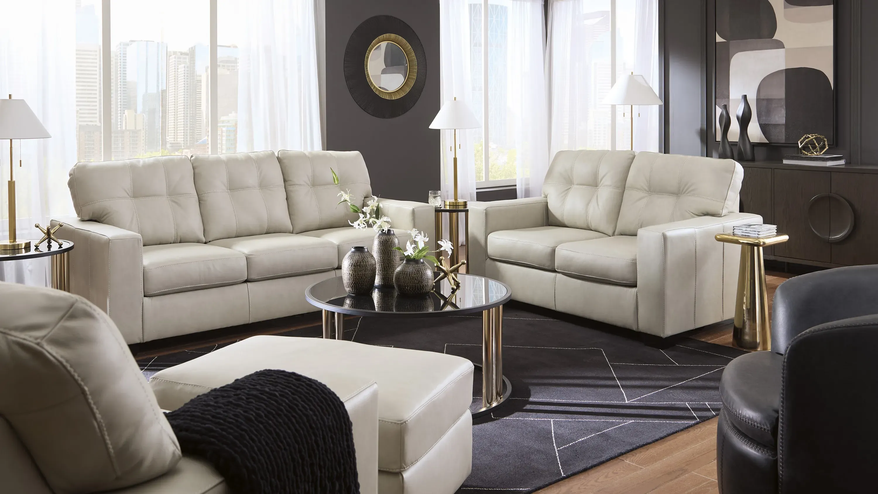 Arvell Leather Ottoman | Raymour & Flanigan