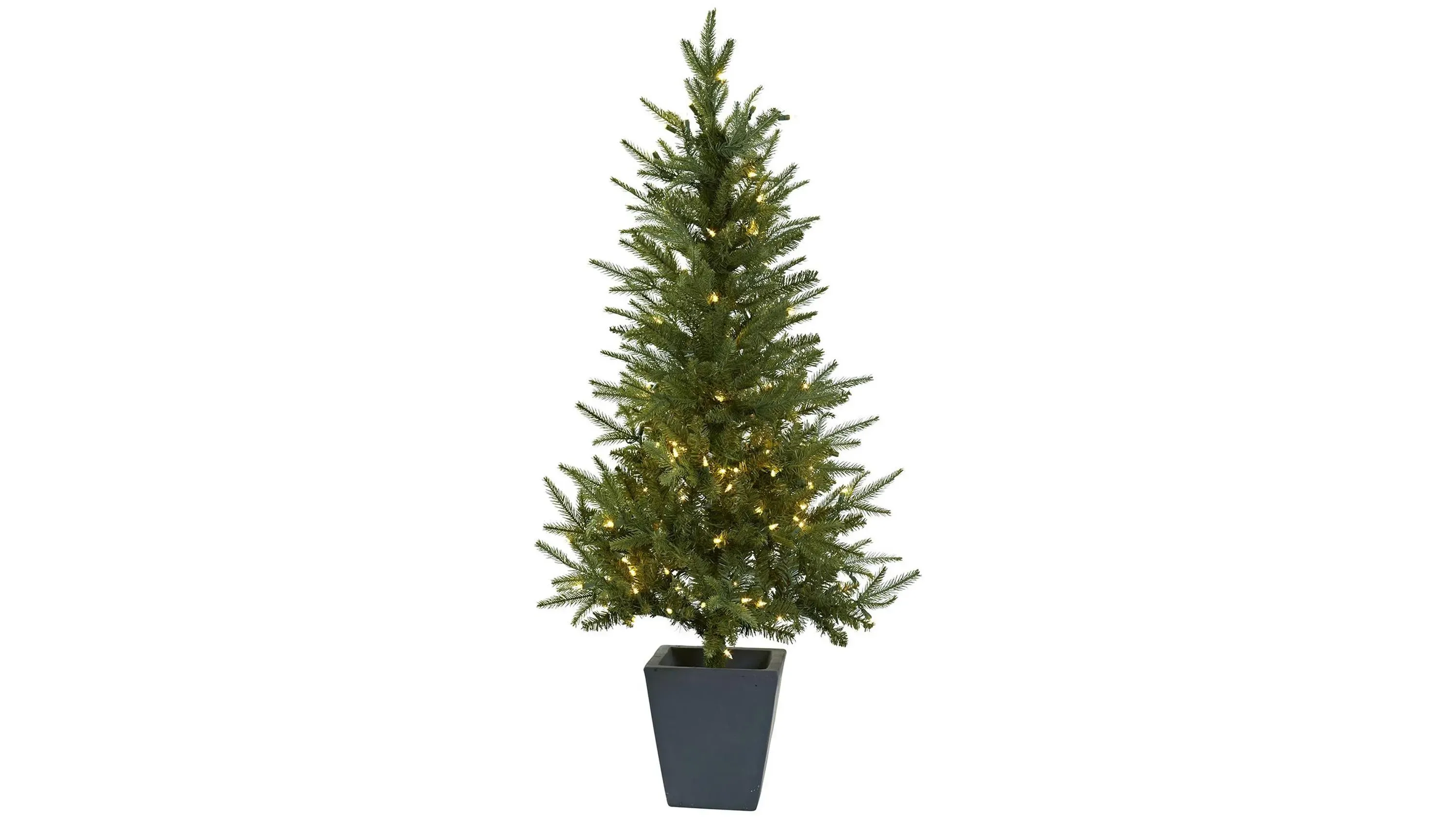 4.5' Christmas Tree with Clear Lights \u0026 Decorative Planter in Green by Bellanest, image size:3000x1688