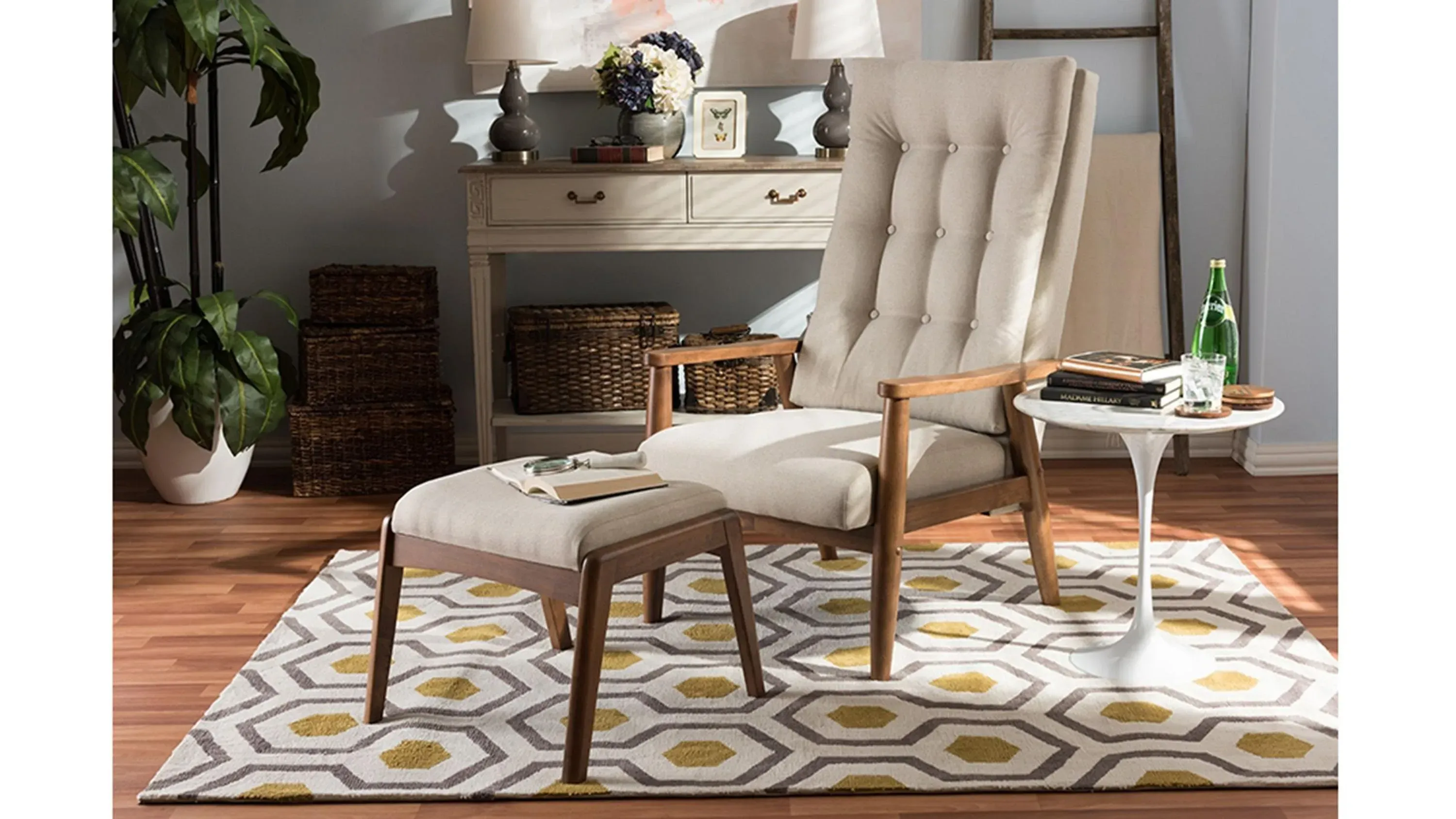 Roxy High-Back Lounge Chair and Ottoman Set | Raymour & Flanigan
