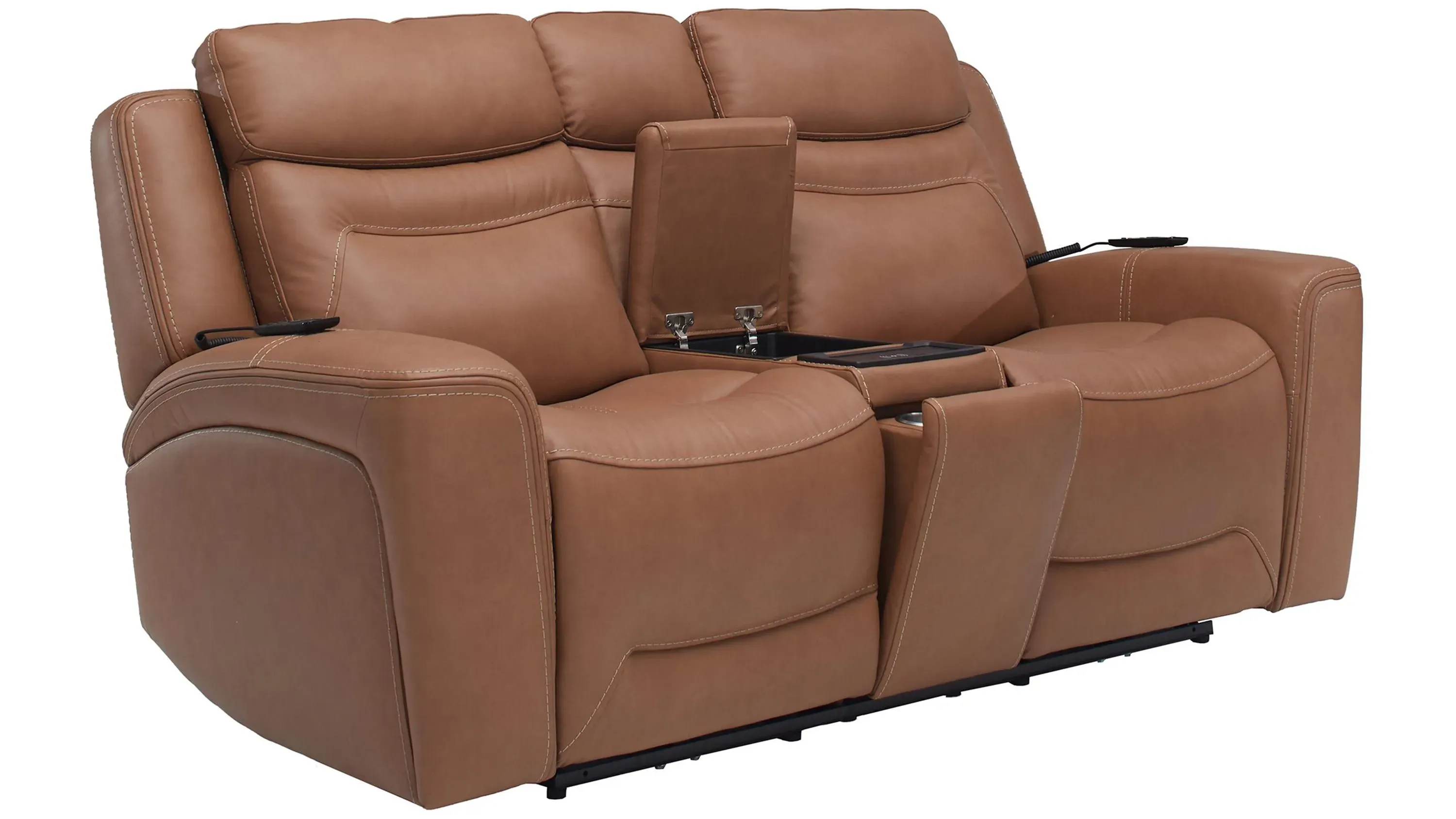 Morgenthal Power Console Loveseat w/Power Headrest, Lumbar, Heat and Massage