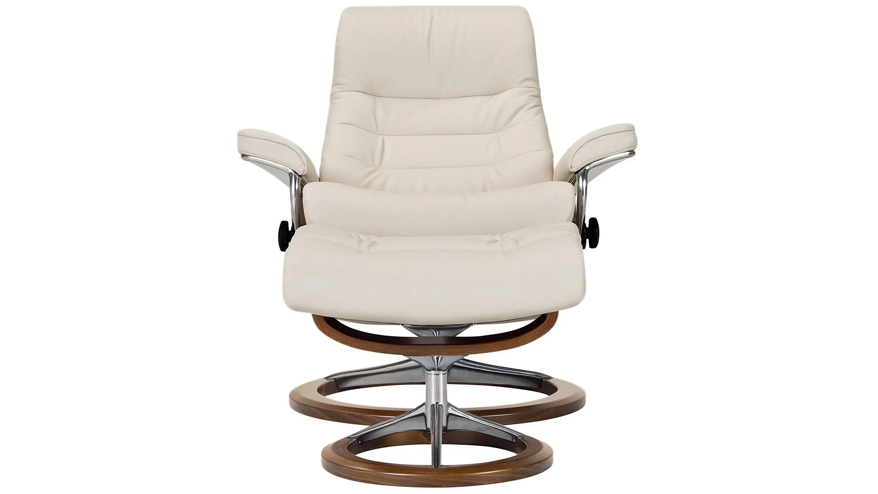 Stressless Opal Medium Leather Reclining Chair and Ottoman