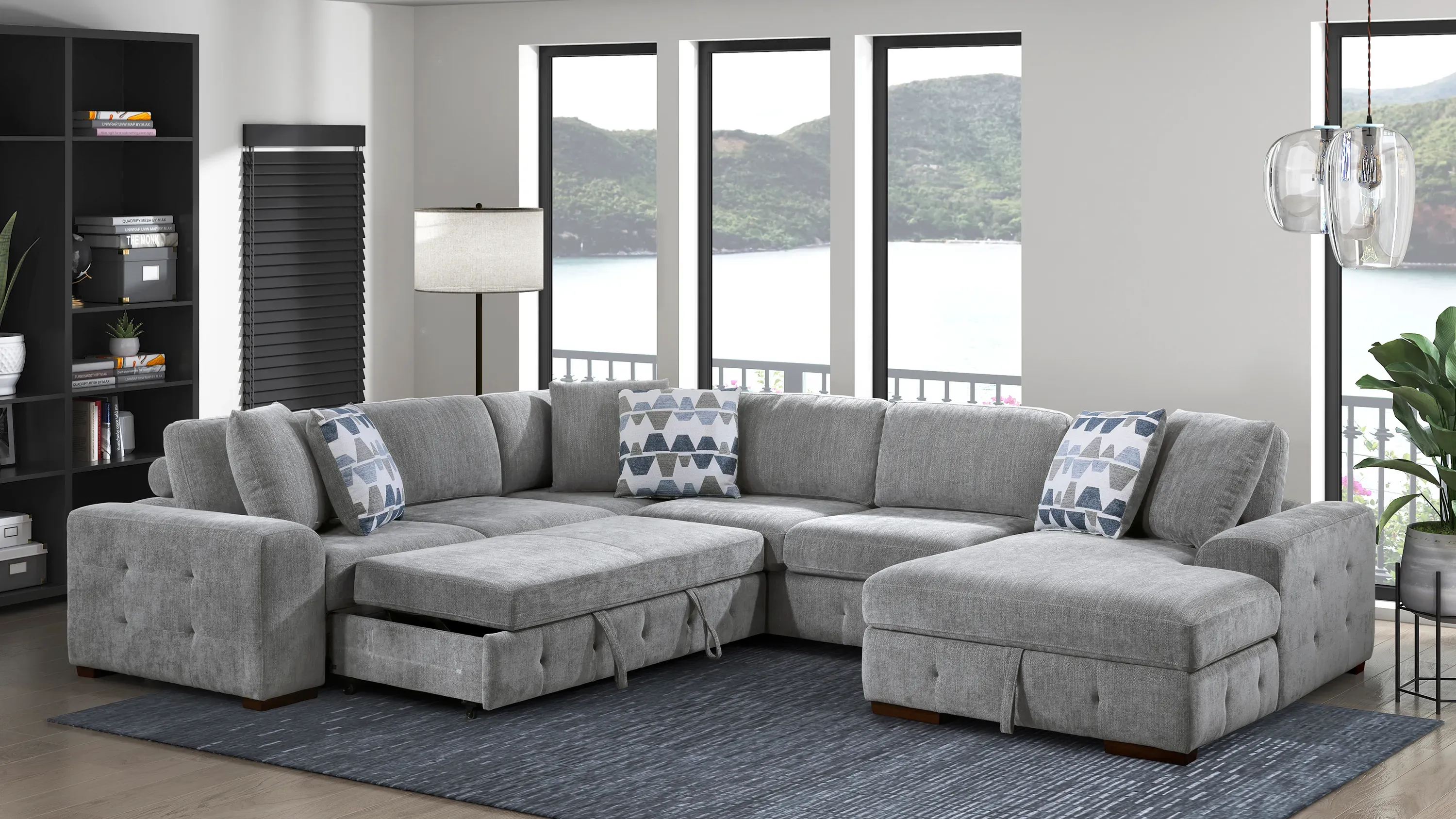 Dolman 4 pc. Sectional with Pop-Up Sleeper | Raymour & Flanigan