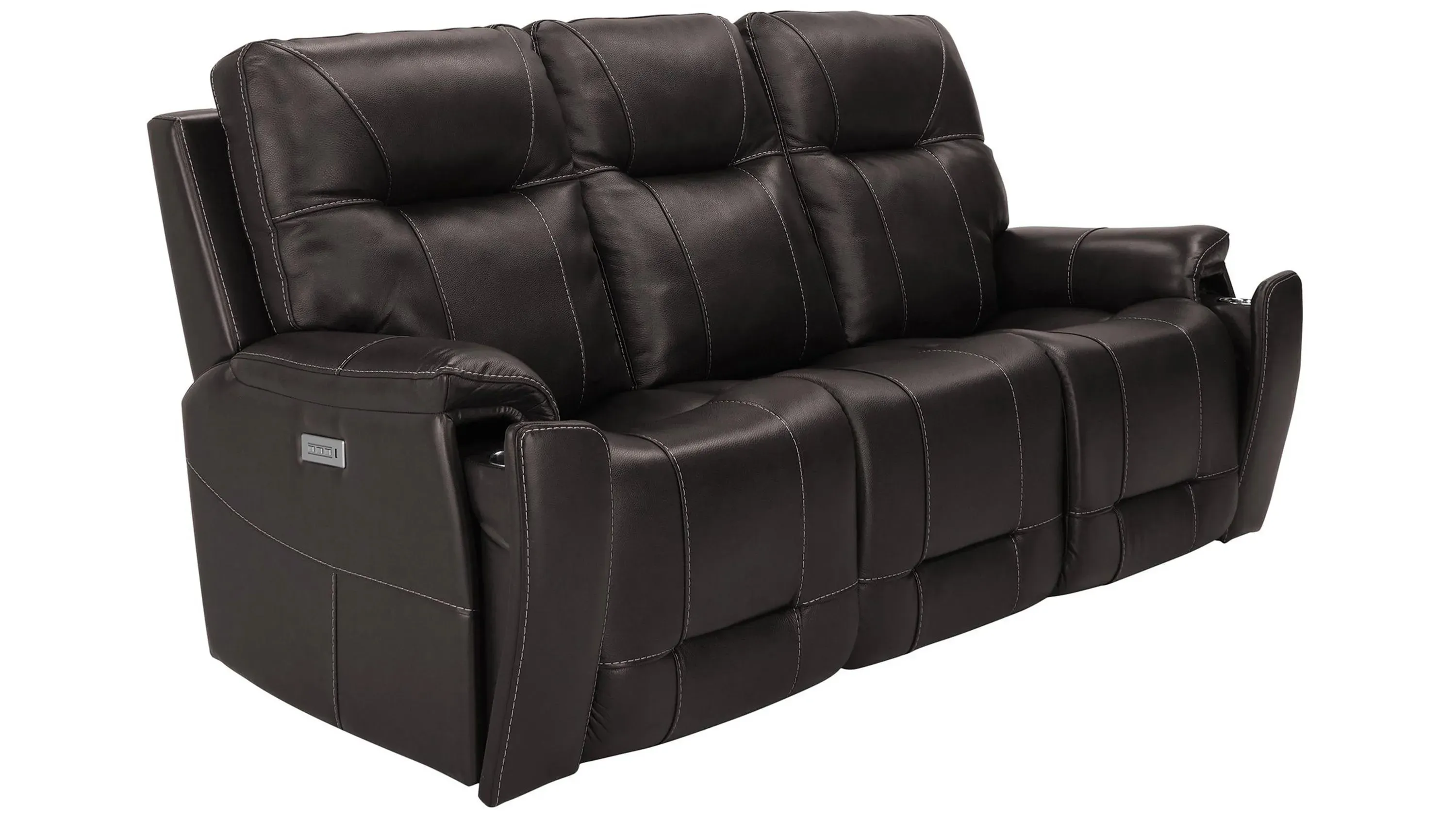 Barnett Leather Layflat Power Sofa w/ Power Headrest and Lumbar