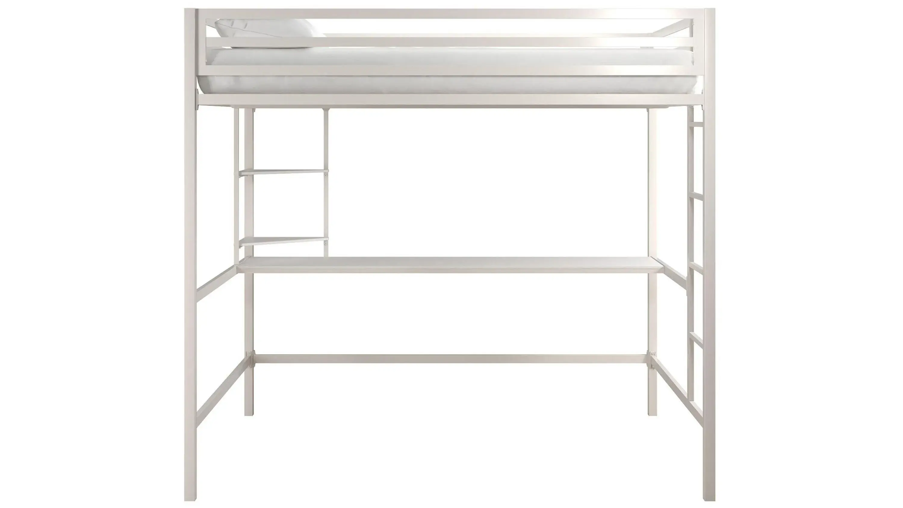 Novogratz Maxwell Metal Twin Loft Bed with Desk and Shelves - Thumbnail 2