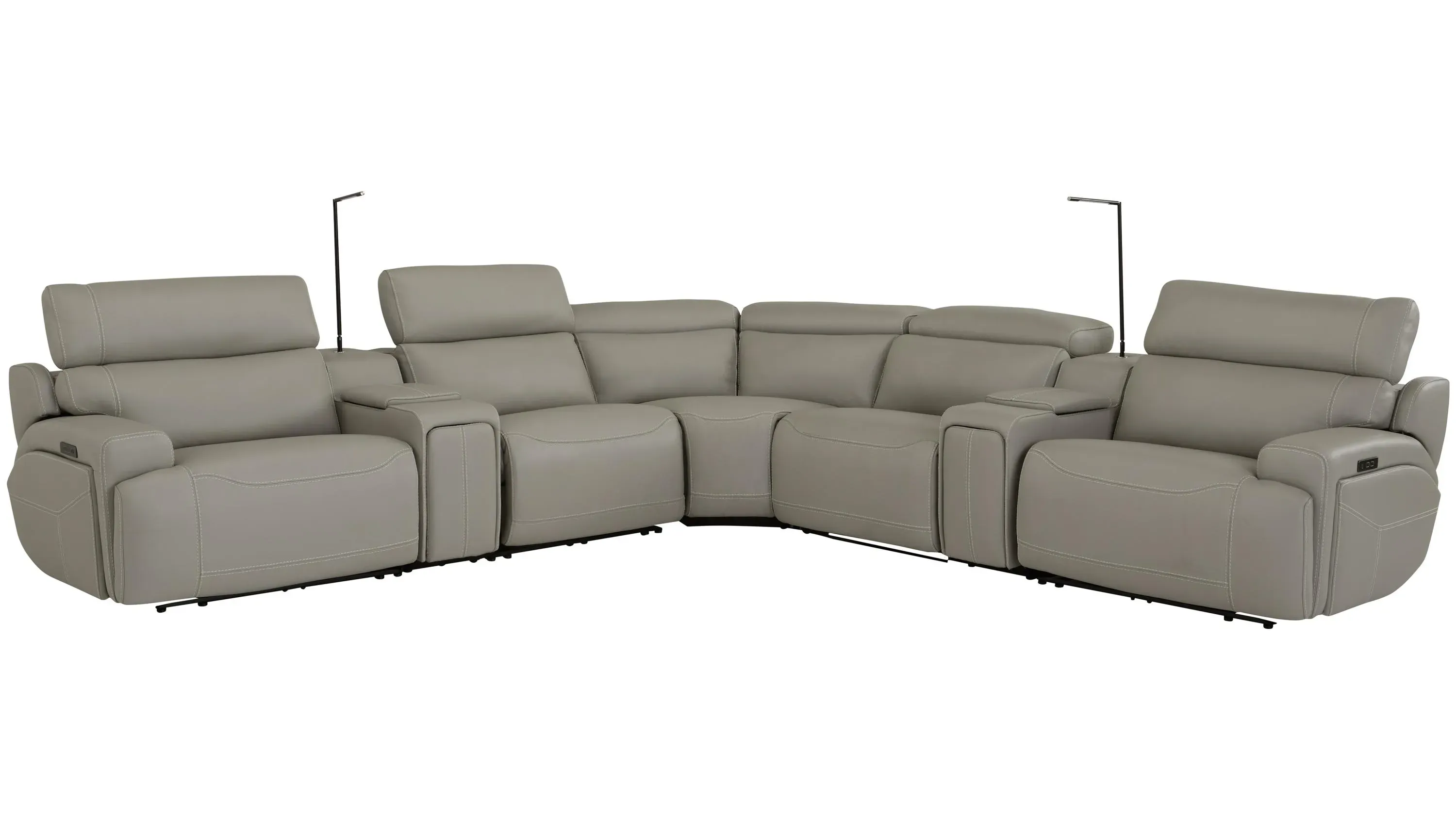 Westmore 7-pc. Dual Power Leather Sectional | Raymour & Flanigan