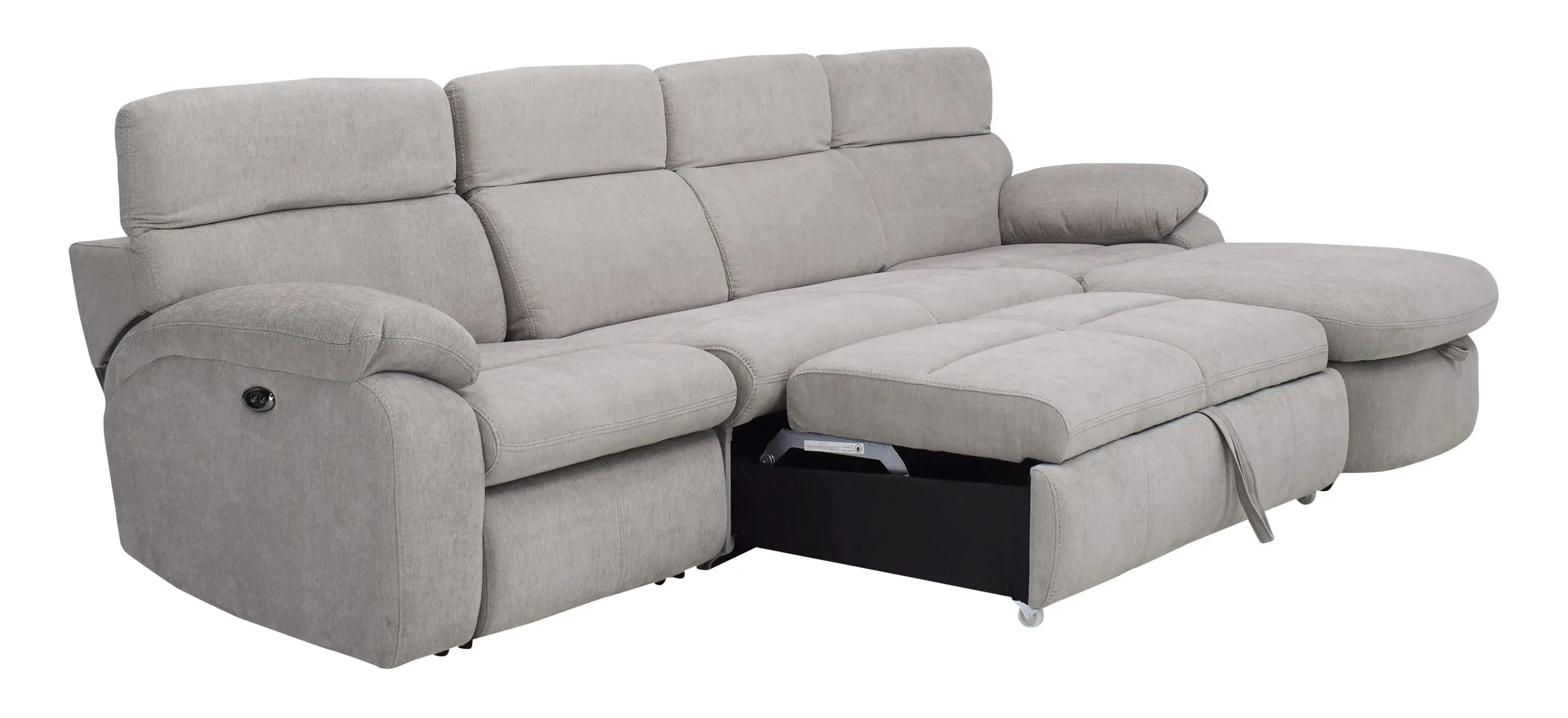 Enbright Microfiber 3-pc. Power-Reclining Sectional w/ Pop-Up Sleeper