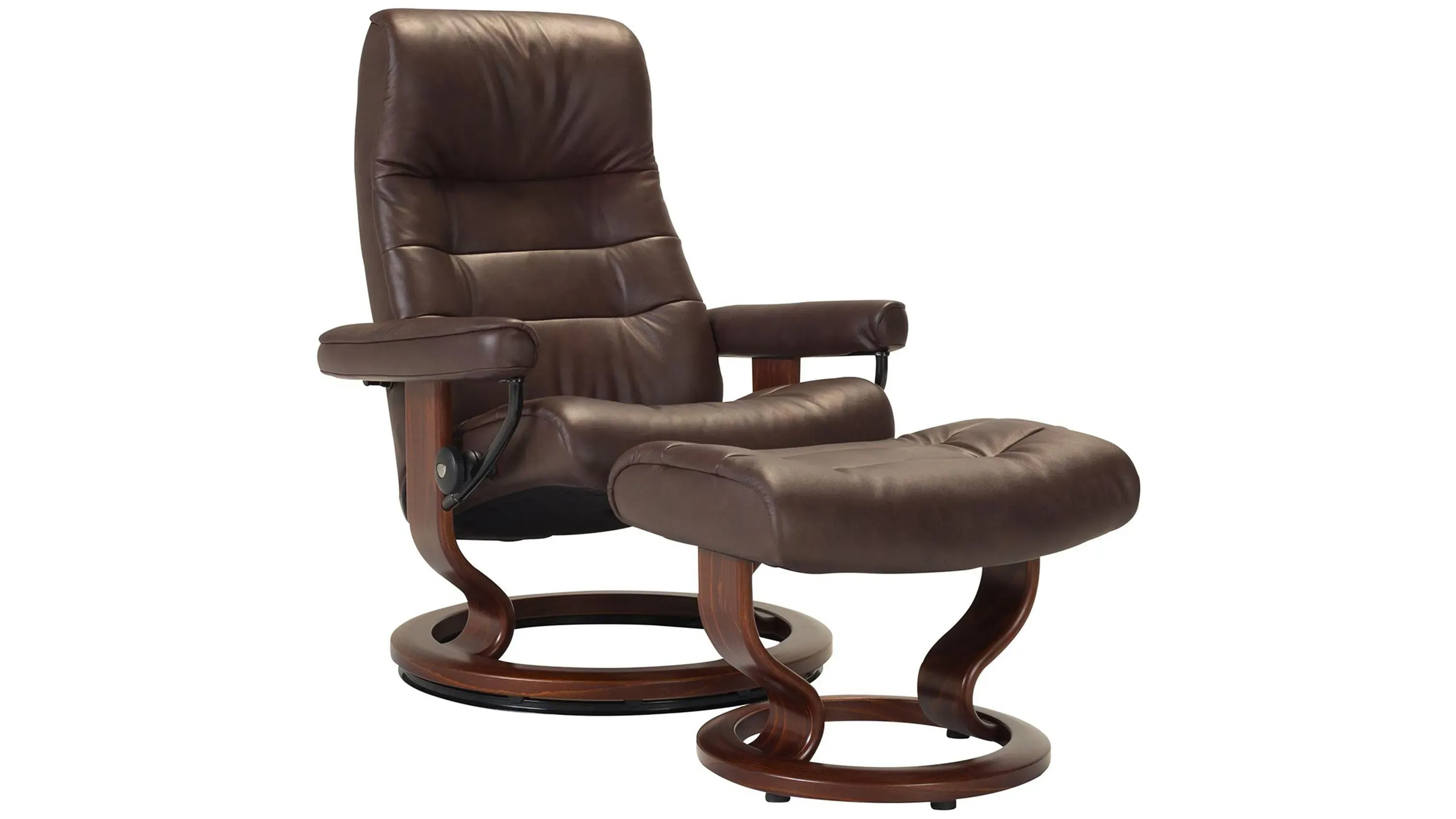 Stressless Opal Medium Leather Reclining Chair and Ottoman