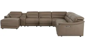 Tucker 7-pc. Triple Power Leather Sectional | Raymour & Flanigan