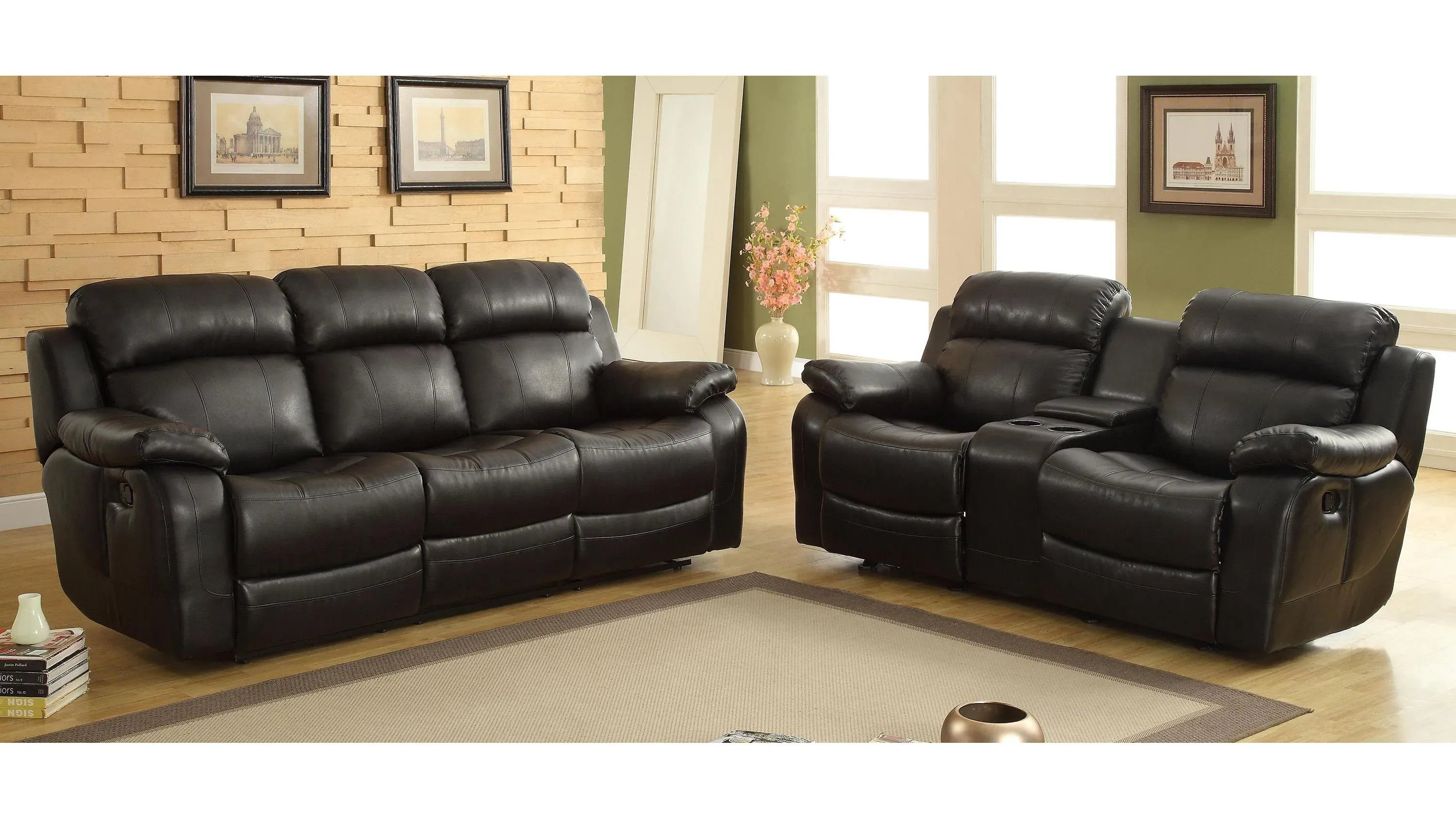 Dwyer Double Reclining Sofa with Center Drop-Down Cup Holders
