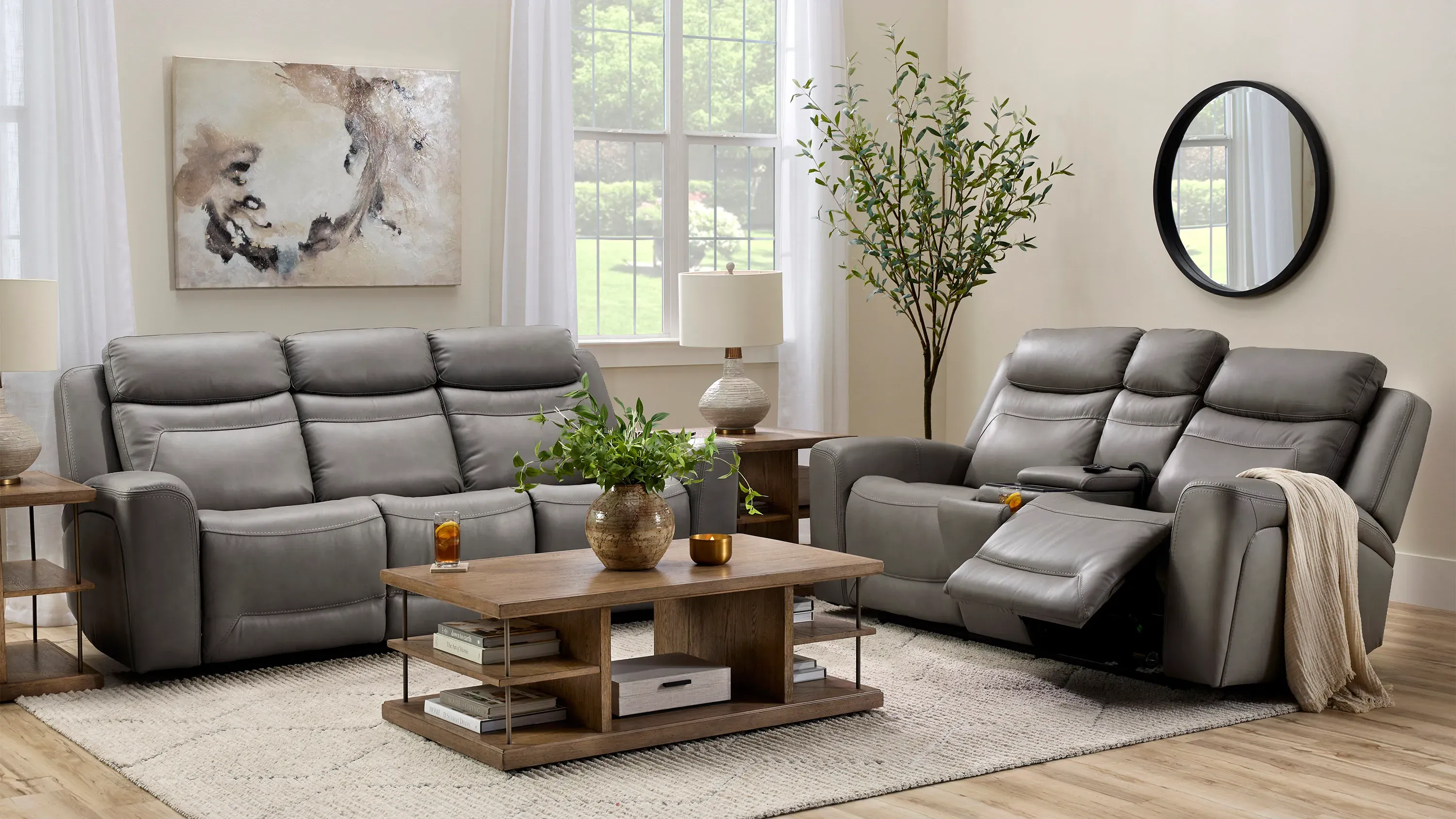 Morgenthal Power Sofa w/Power Headrest, Lumbar, Heat and Massage