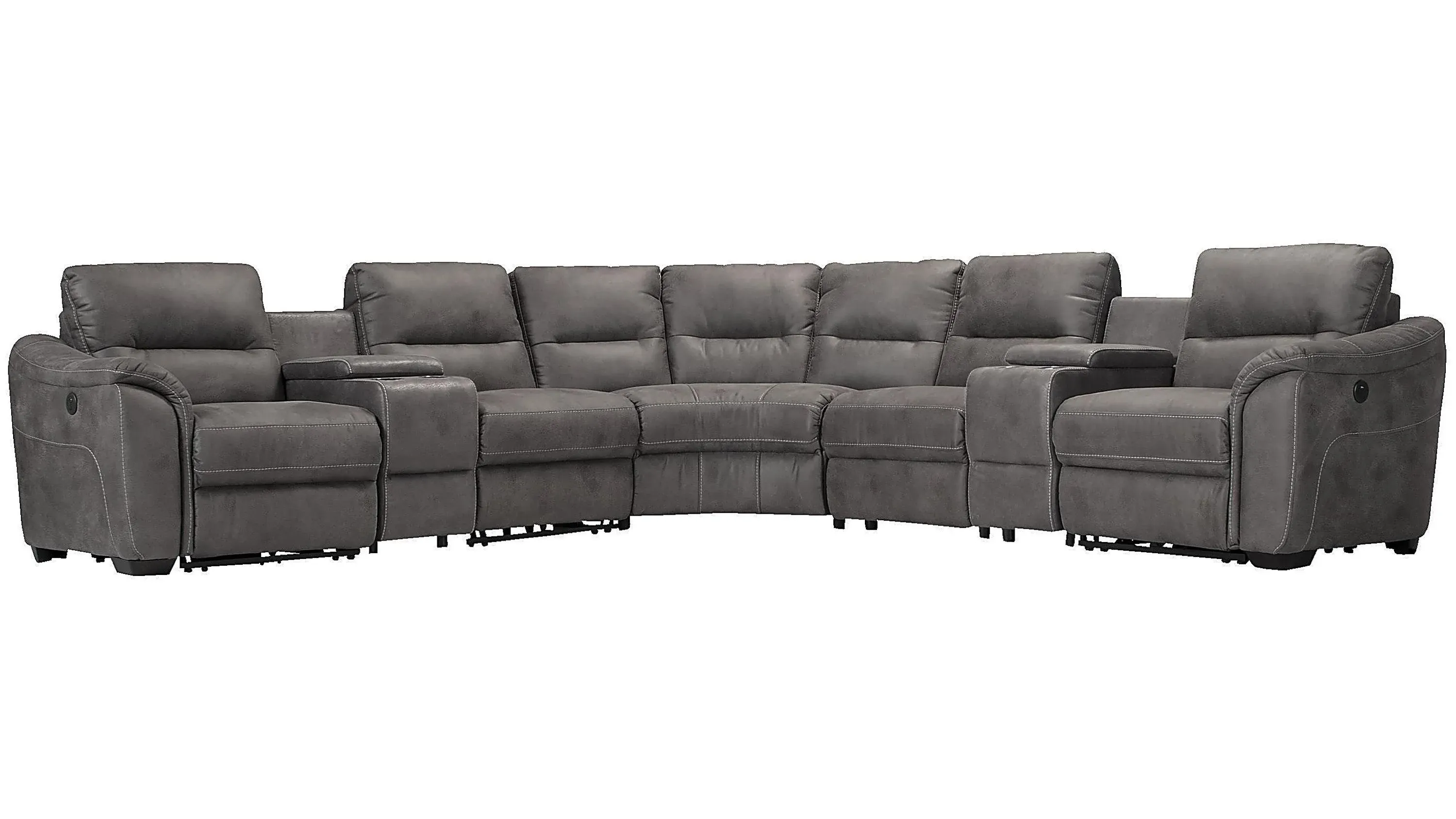 オーラリー　リブボート　グレー　1 Rockland Microfiber 7-pc. Power Sectional | Raymour & Flanigan