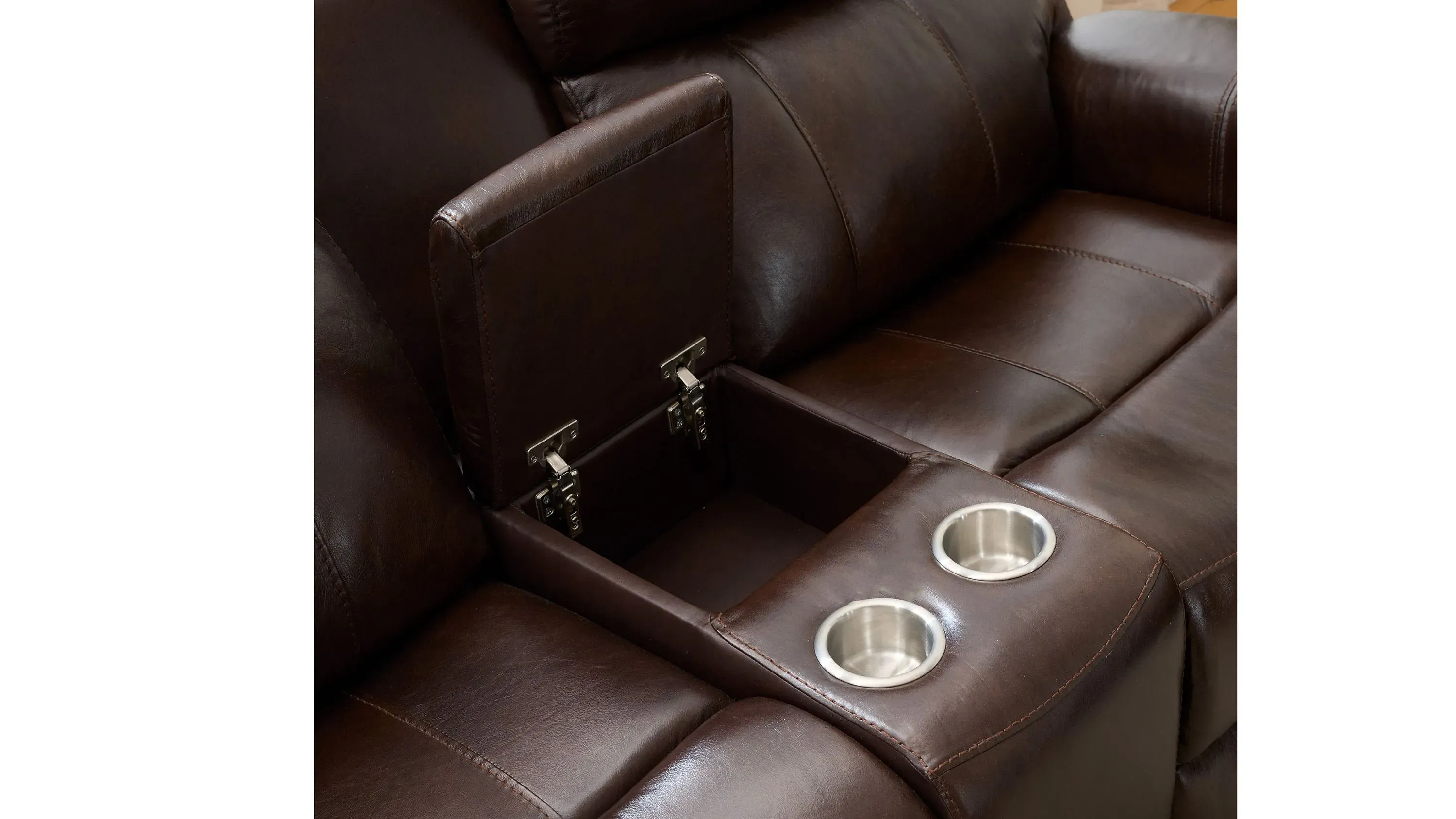 Xander Leather Power Console Loveseat | Raymour & Flanigan