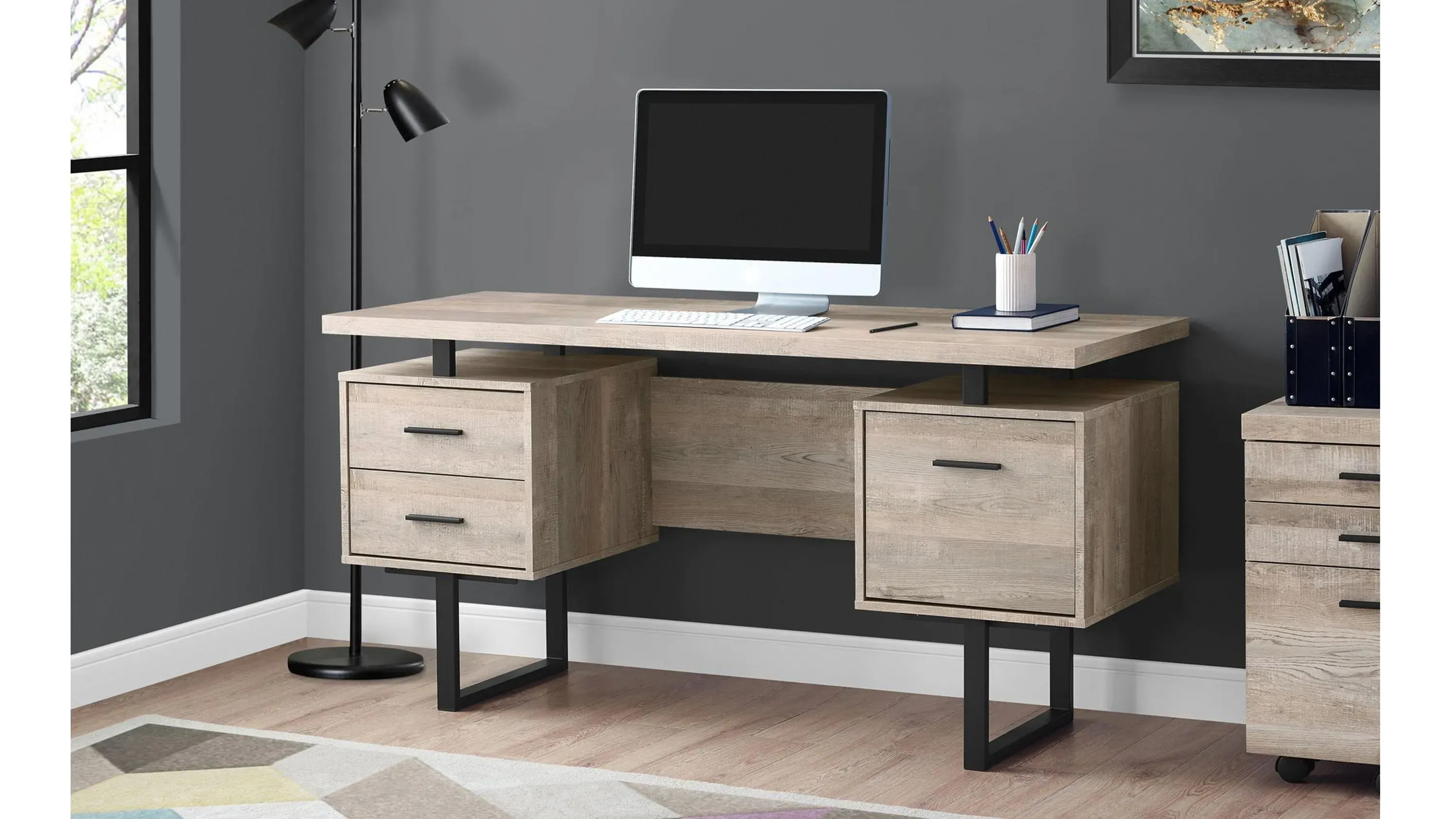 Grover Computer Desk with Floating Desktop Taupe Product_Image_Carousel