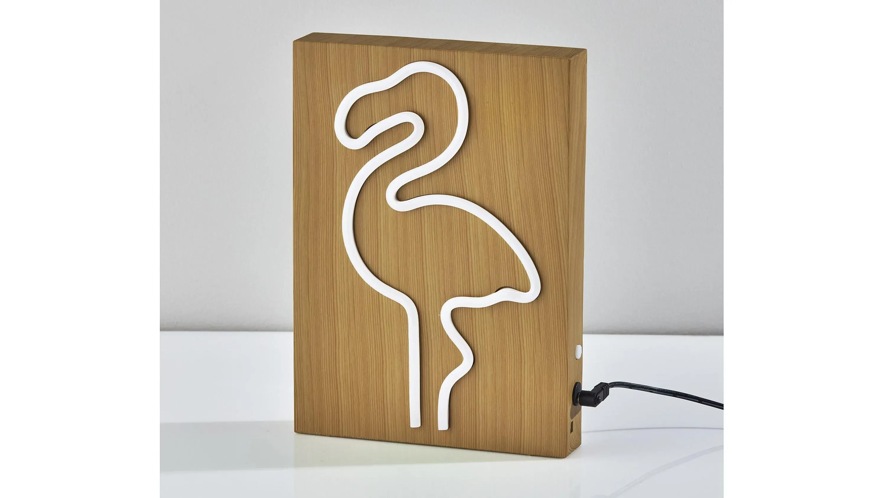 Wood Framed Neon Flamingo Table/Wall Lamp | Raymour & Flanigan